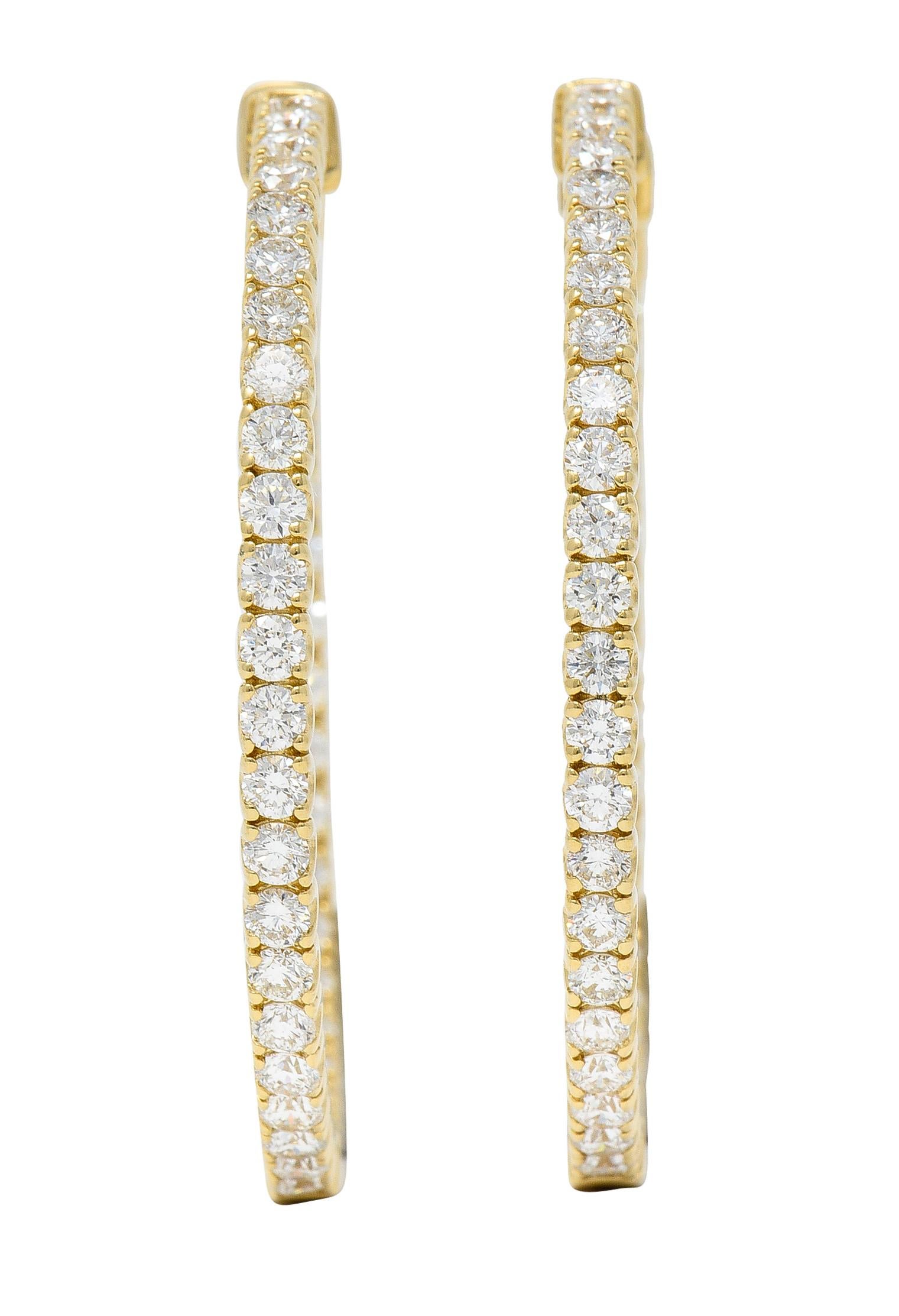 Taglio brillante Diamante contemporaneo 4,00 CTW in oro giallo 14 carati rotondo  Interno esterno cerchio Ea in vendita
