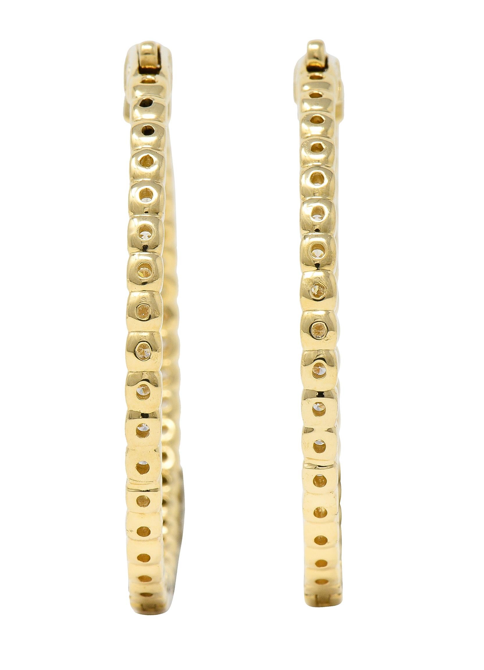 Diamante contemporaneo 4,00 CTW in oro giallo 14 carati rotondo  Interno esterno cerchio Ea in vendita 1