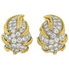 Contemporary 4.00 Total Carat Diamond Leaf Earrings