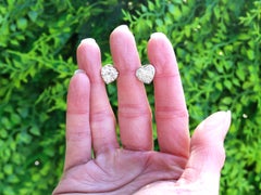 Contemporary 4.02 Carat Diamond and 9k White Gold Heart Stud Earrings Circa 2000