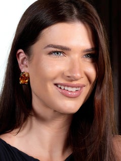 Contemporary 40.24 CTW Citrine Multi-Gems 14K Gold Snake Earrings
