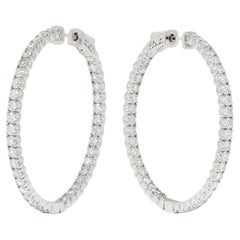 Contemporary 4.07 CTW Diamond 14 Karat White Gold Inside-Outside Hoop Earrings