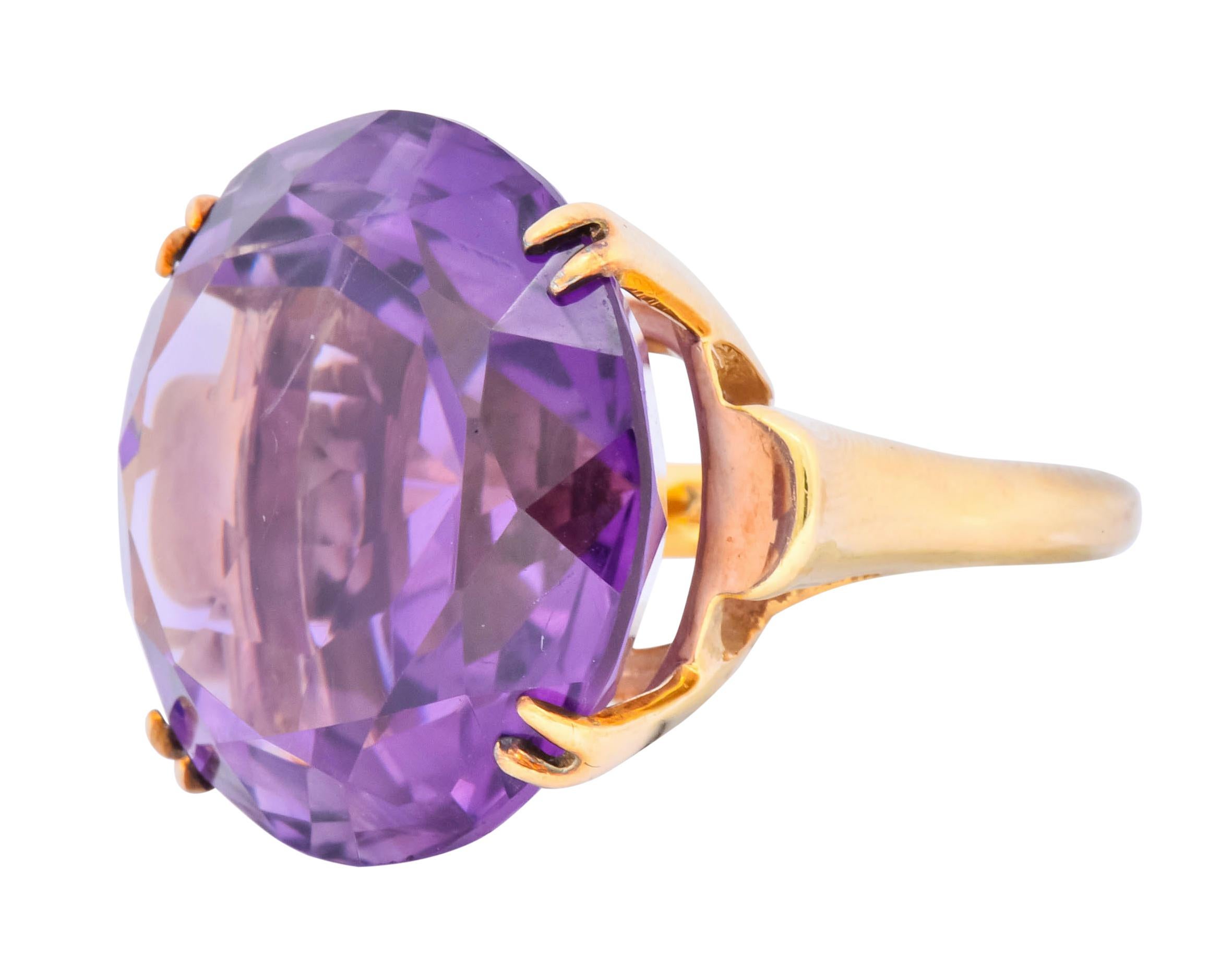 Contemporary 40.82 Carat Amethyst 14 Karat Gold Cocktail Ring 1