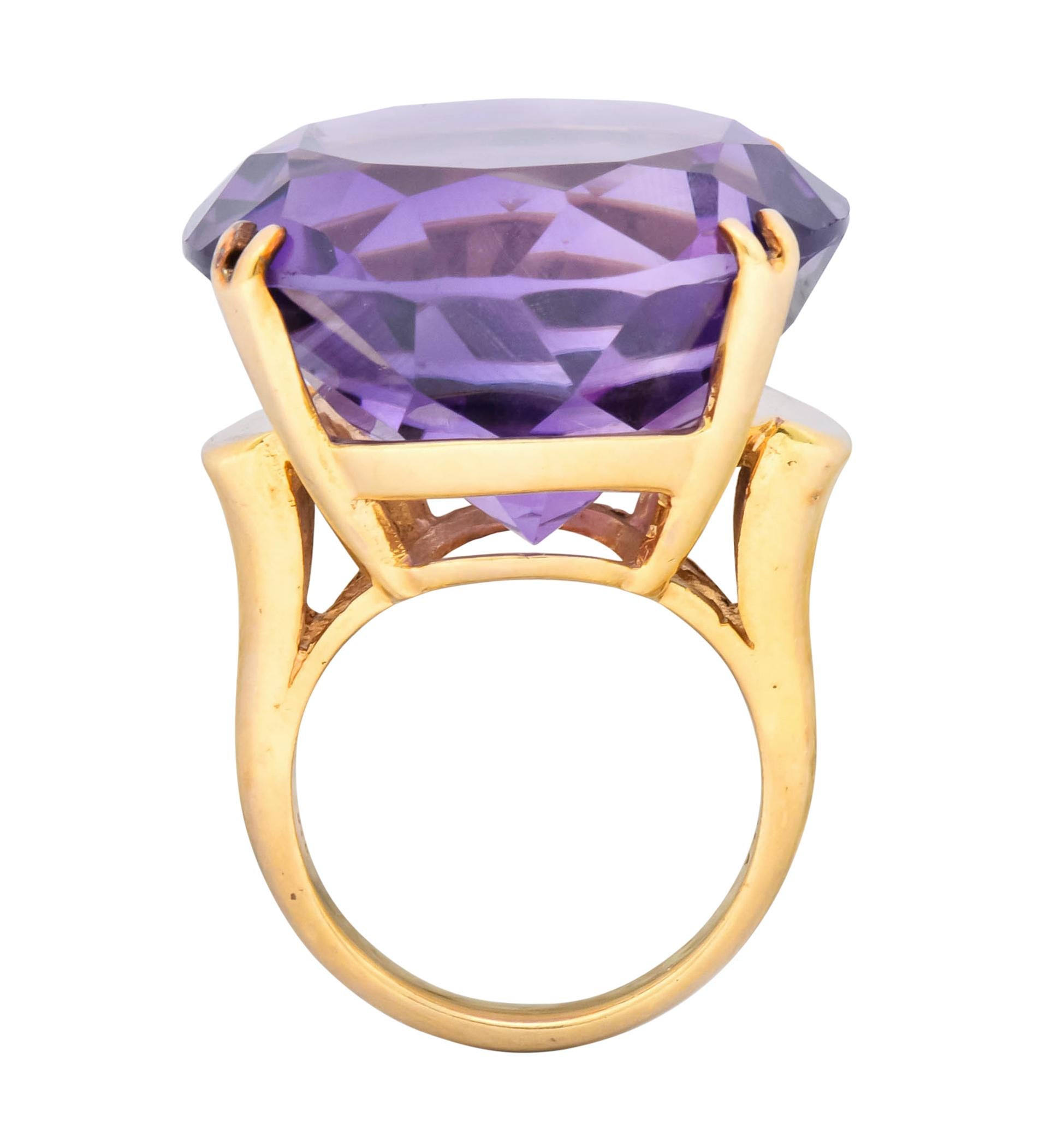 Contemporary 40.82 Carat Amethyst 14 Karat Gold Cocktail Ring 3