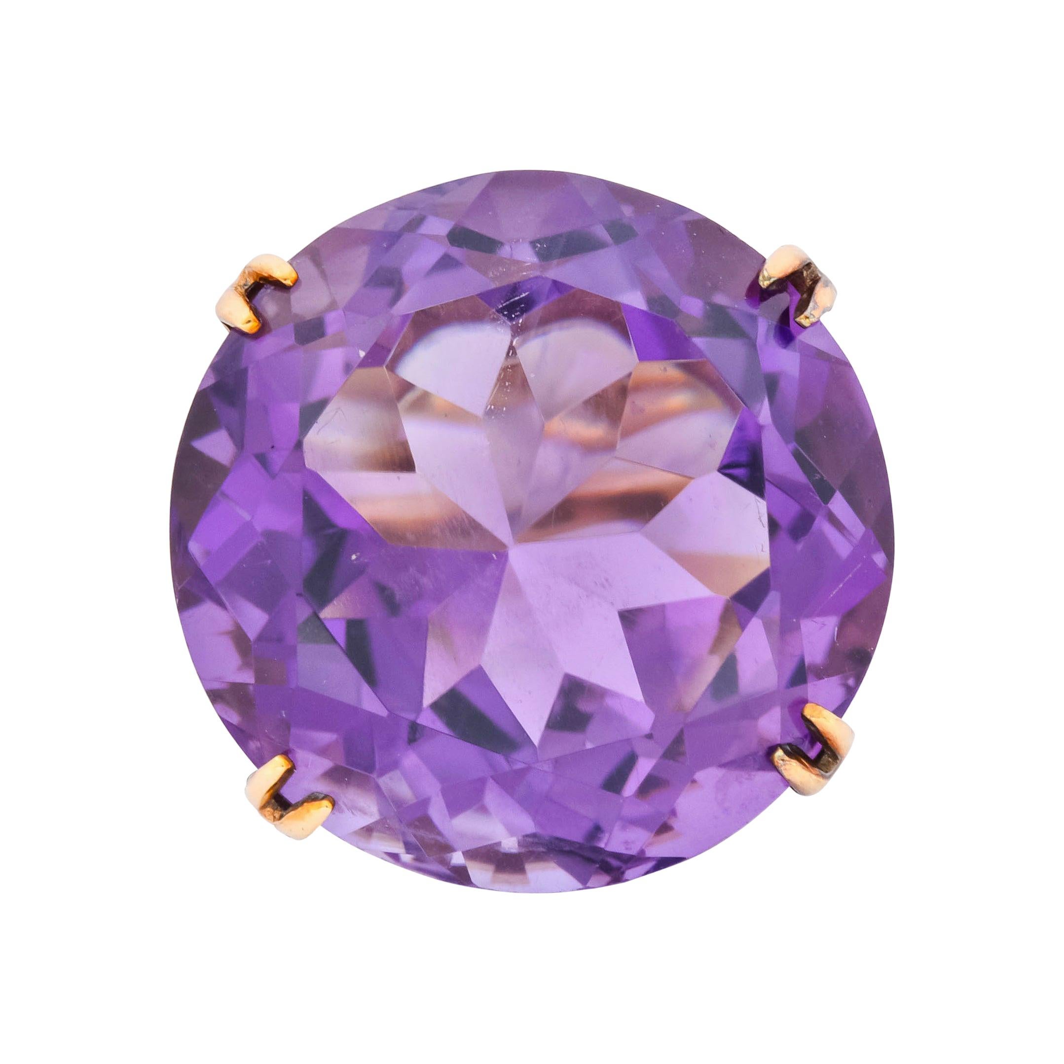 Contemporary 40.82 Carat Amethyst 14 Karat Gold Cocktail Ring