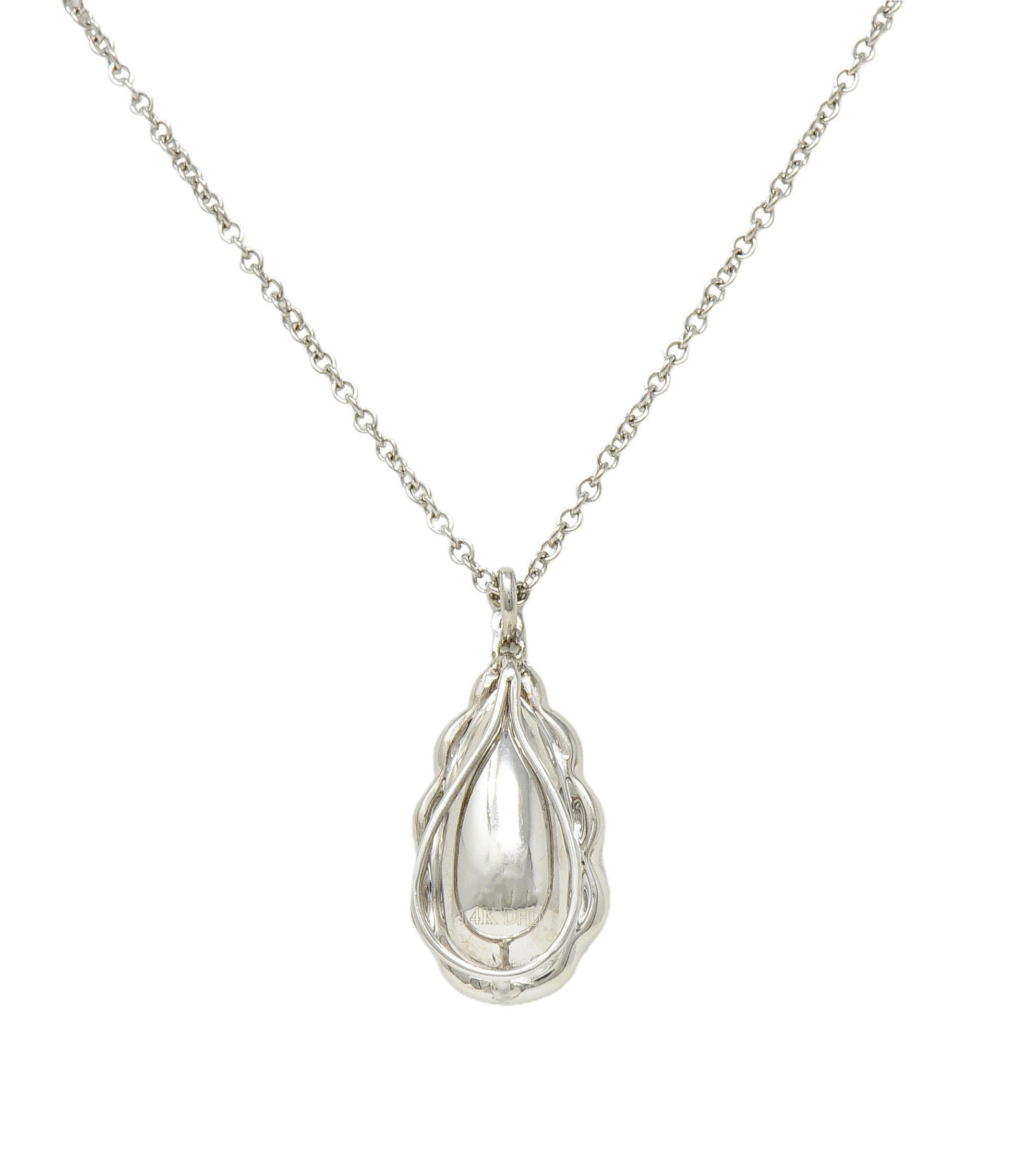Collier Contemporary 4.42 CTW Aquamarine Diamond 14 Karat White Gold Pendant Necklace 6