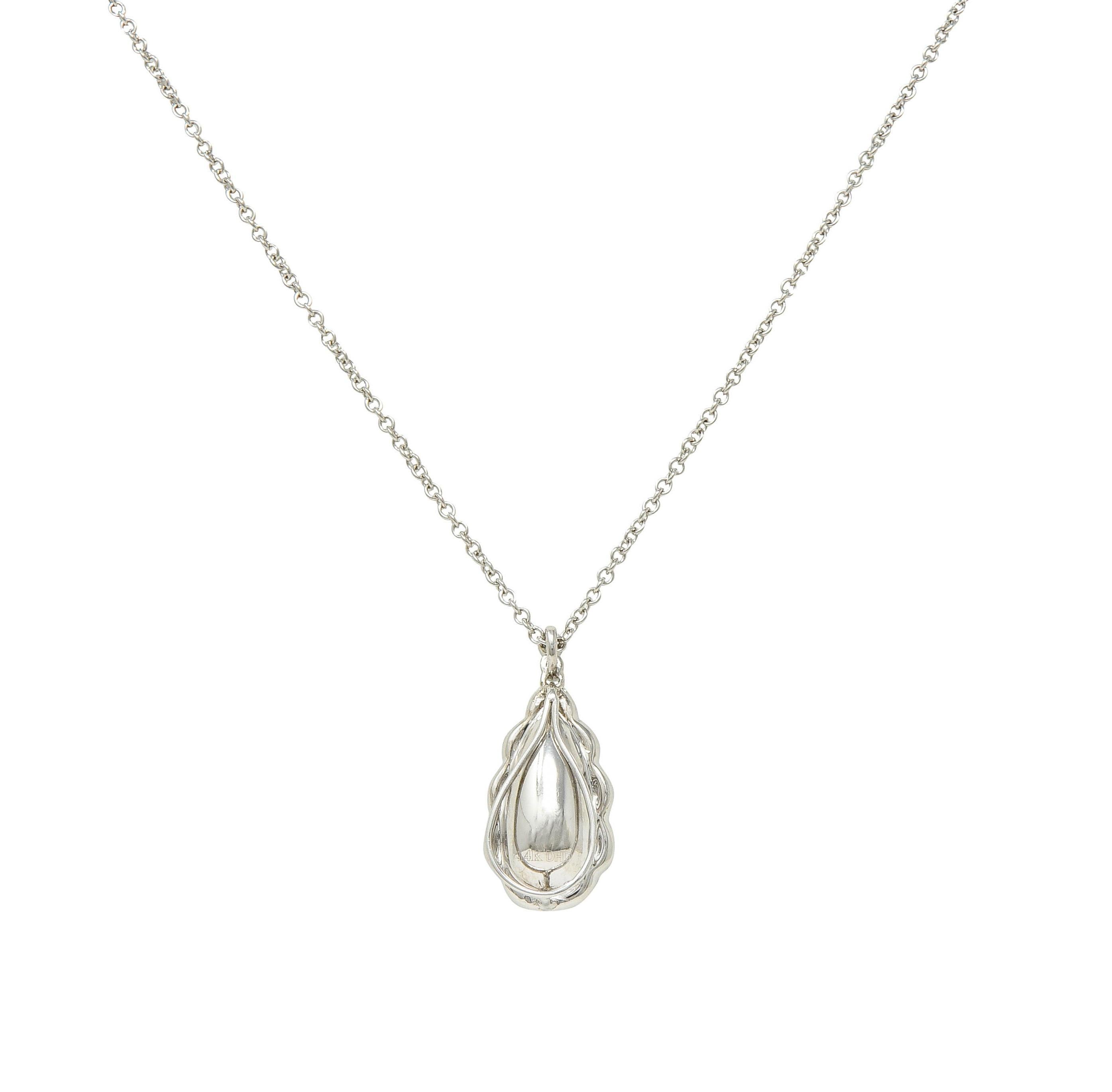 Collier Contemporary 4.42 CTW Aquamarine Diamond 14 Karat White Gold Pendant Necklace Excellent état à Philadelphia, PA