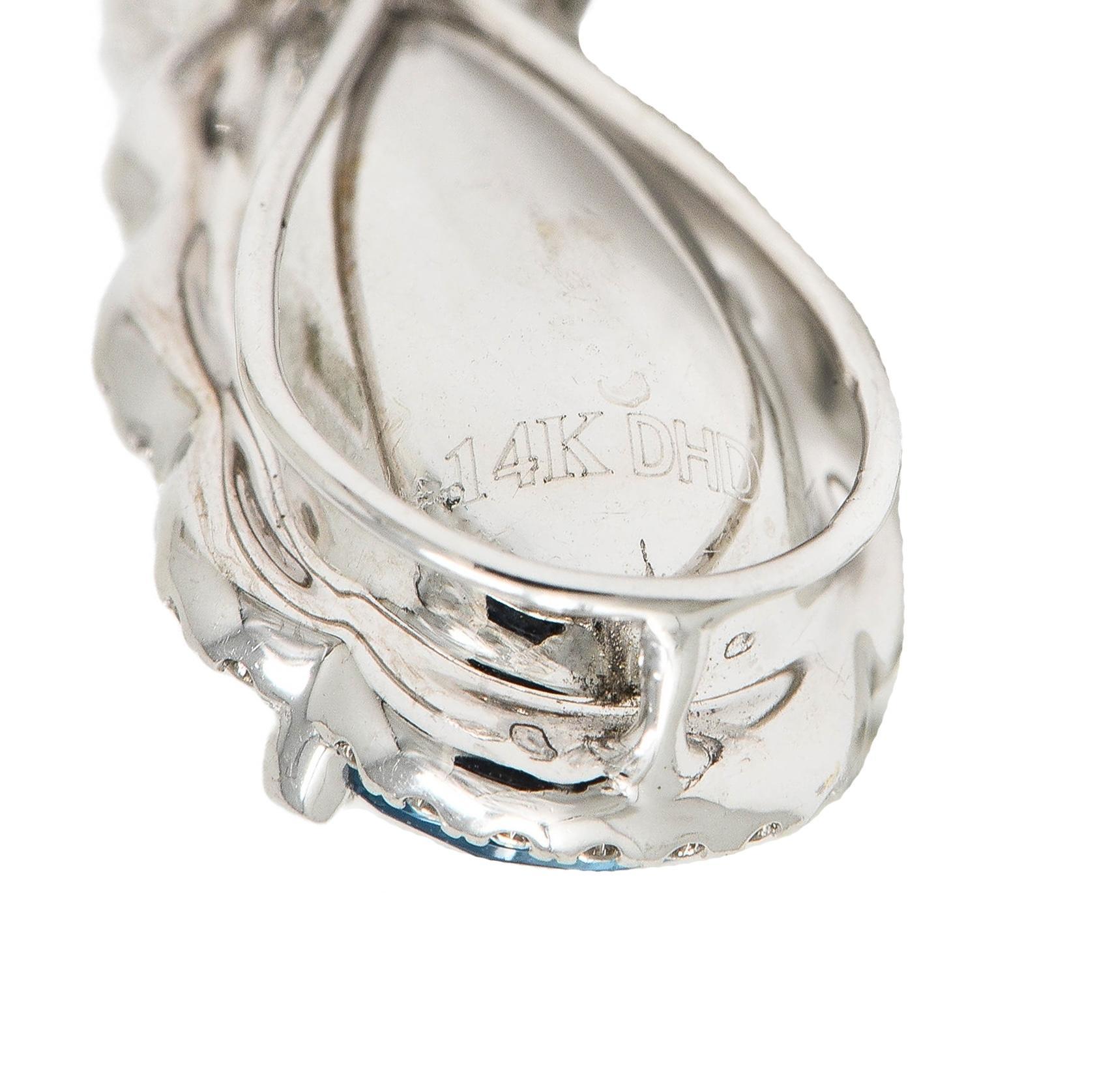 Collier Contemporary 4.42 CTW Aquamarine Diamond 14 Karat White Gold Pendant Necklace 1