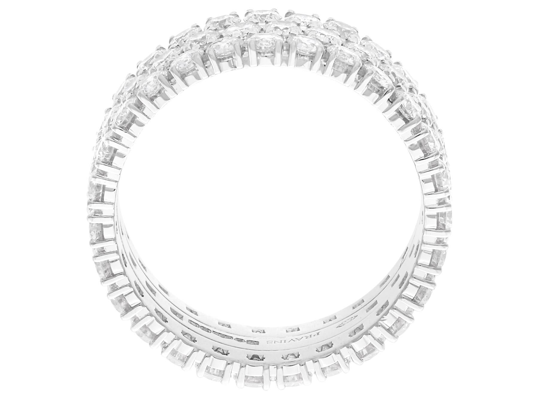 Contemporary 4.46Ct Diamond and Platinum Triple Row Eternity Ring 2013 In Excellent Condition For Sale In Jesmond, Newcastle Upon Tyne
