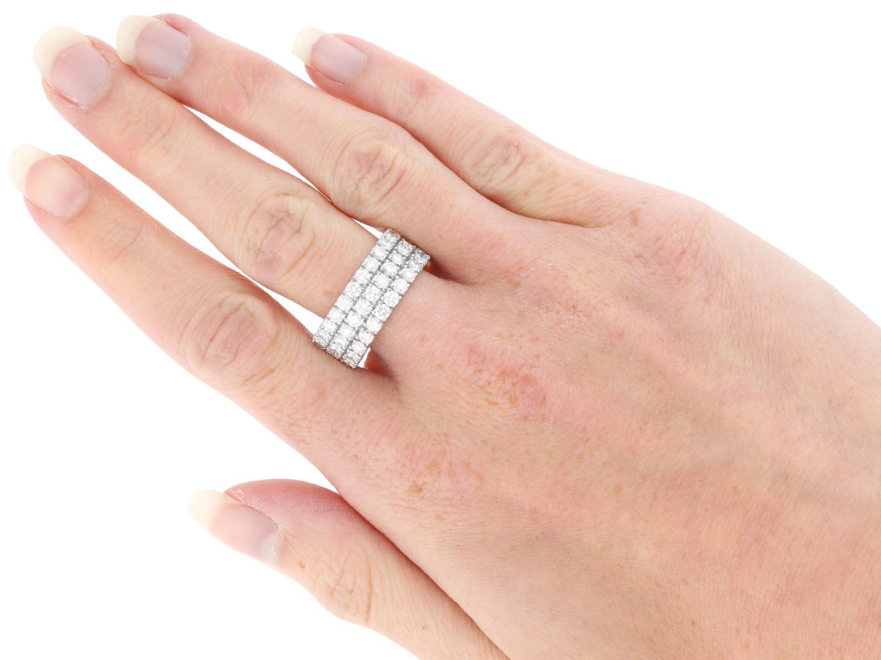 Contemporary 4.46Ct Diamond and Platinum Triple Row Eternity Ring 2013 For Sale 2
