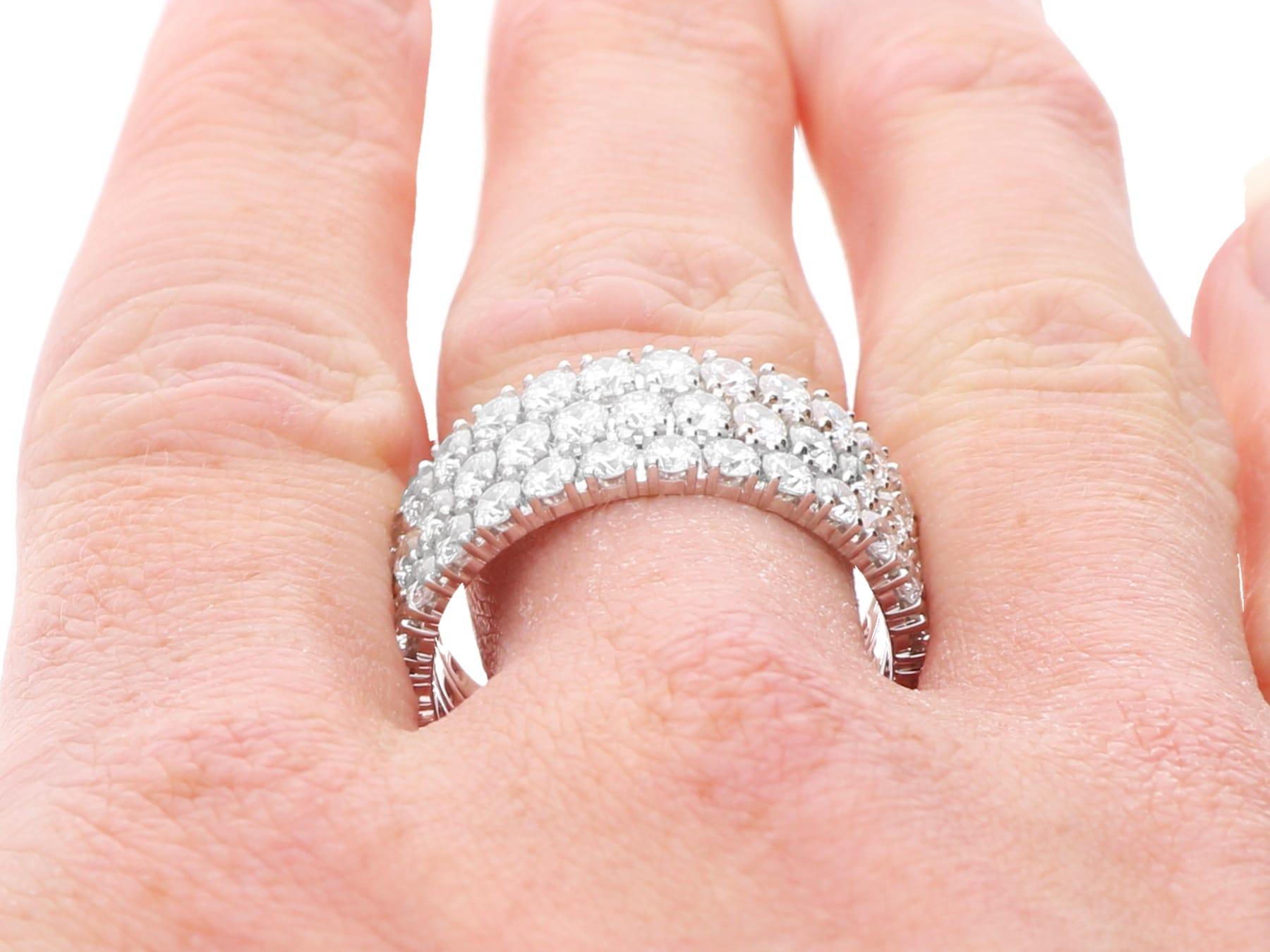 Contemporary 4.46Ct Diamond and Platinum Triple Row Eternity Ring 2013 For Sale 4