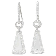 Contemporary 4.62 CTW Trapezoid Diamond 18 Karat White Gold Drop Earrings