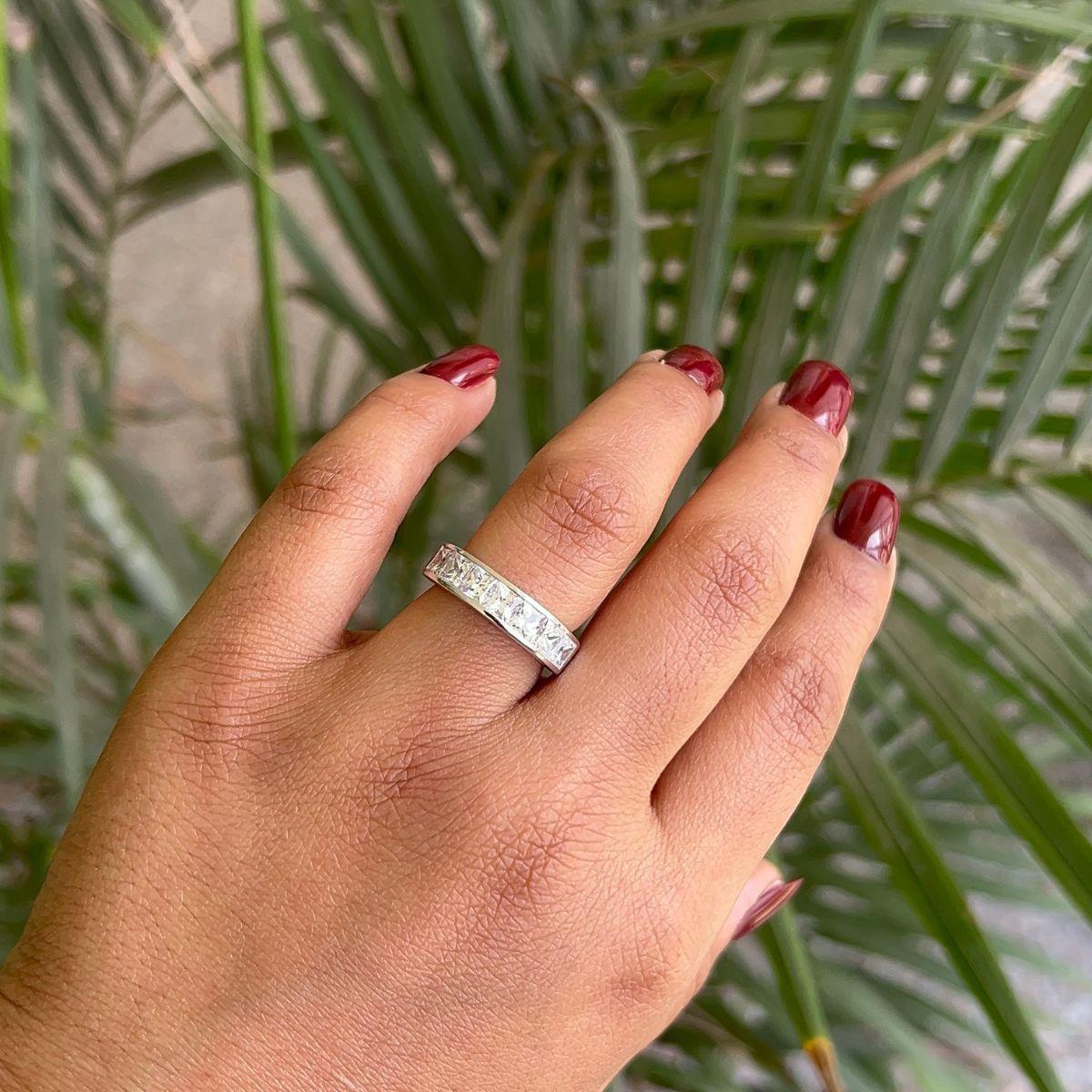 For Sale:  4.65 ctw Princess Cut Cubic Zirconia Half Eternity Band for Girlfriend Gift 2