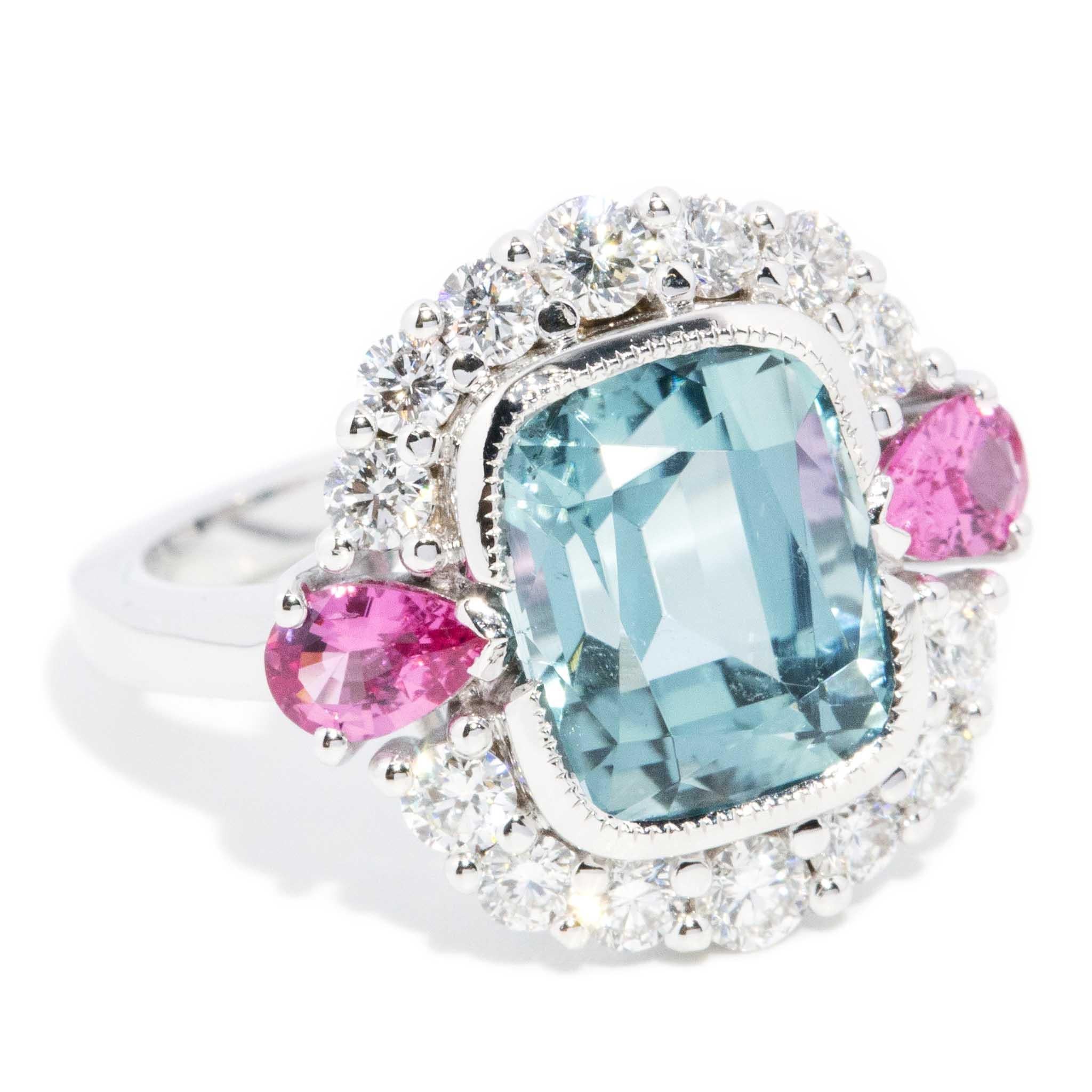 Contemporary 4.75ct Tourmaline Pink Spinel & Diamond Ring 18 Carat White Gold In New Condition For Sale In Hamilton, AU