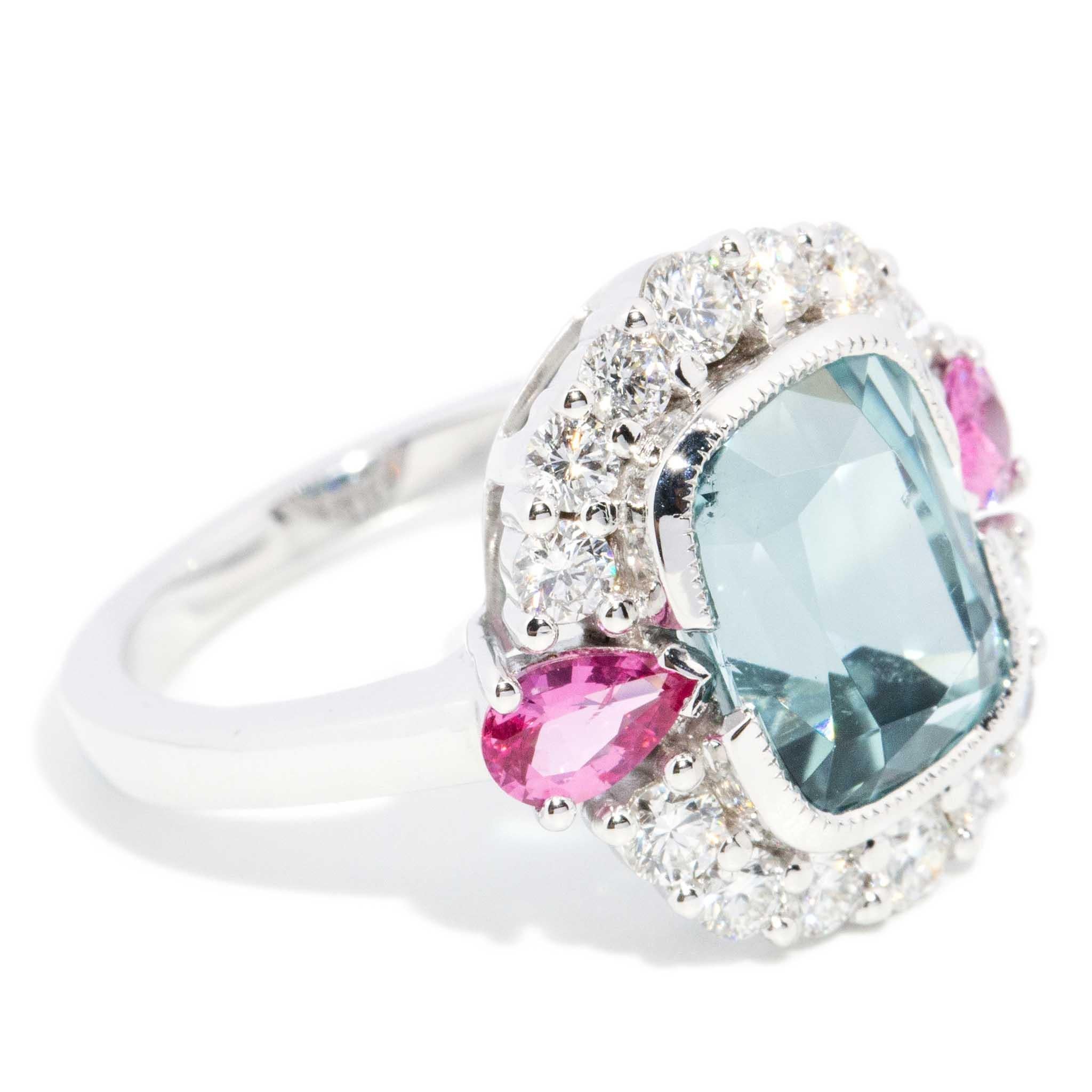 Contemporary 4.75ct Tourmaline Pink Spinel & Diamond Ring 18 Carat White Gold For Sale 1