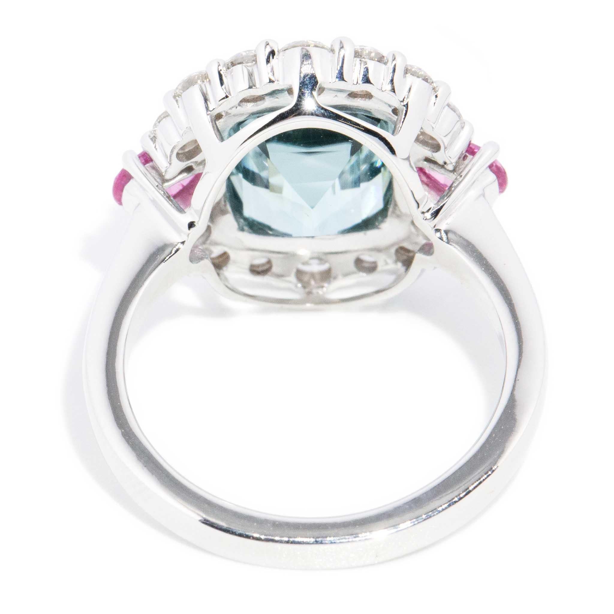Contemporary 4.75ct Tourmaline Pink Spinel & Diamond Ring 18 Carat White Gold For Sale 3