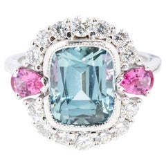 Contemporary 4.75ct Tourmaline Pink Spinel & Diamond Ring 18 Carat White Gold