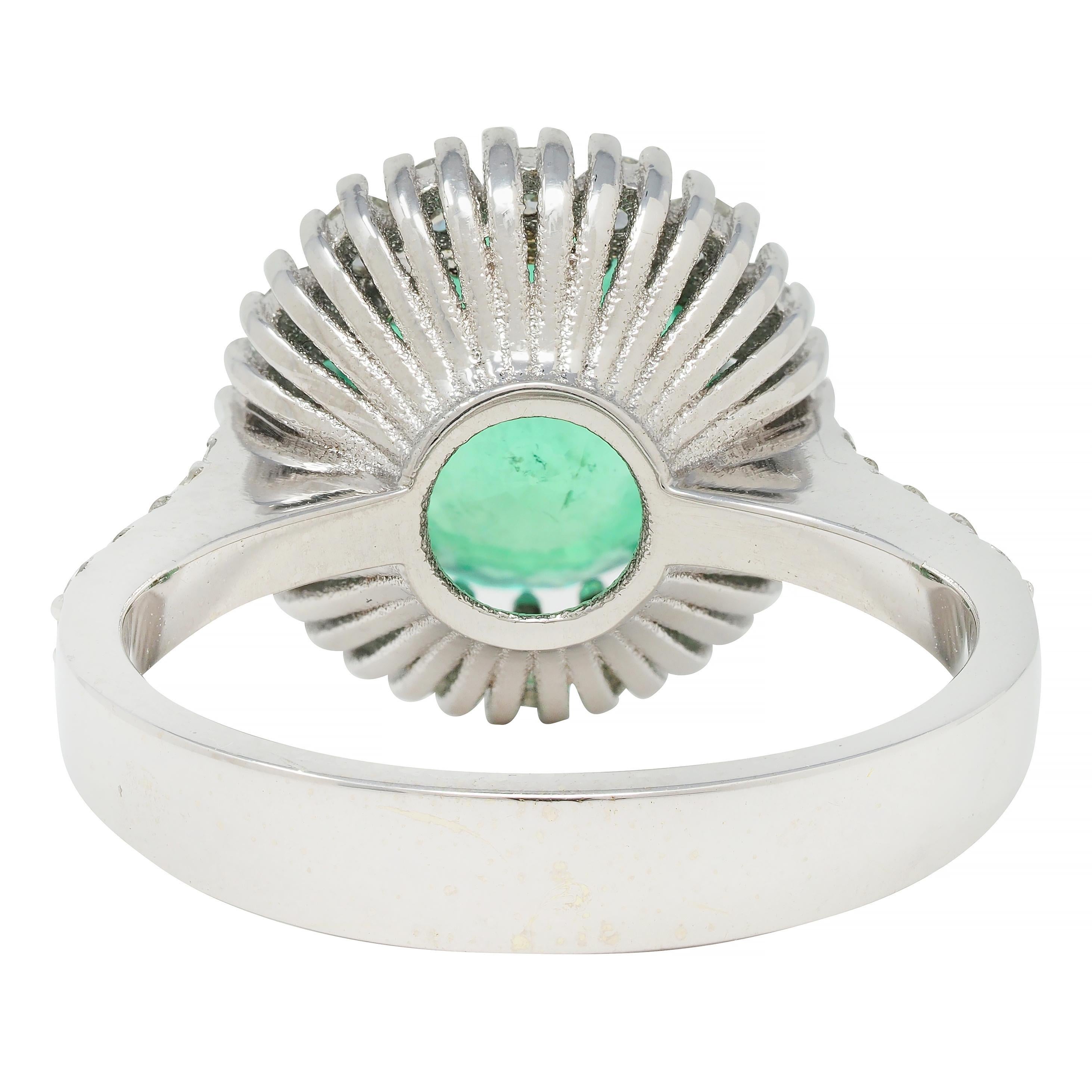 Contemporary 4.77 CTW Emerald Diamond 18 Karat Gold Halo Ring GIA In Excellent Condition For Sale In Philadelphia, PA
