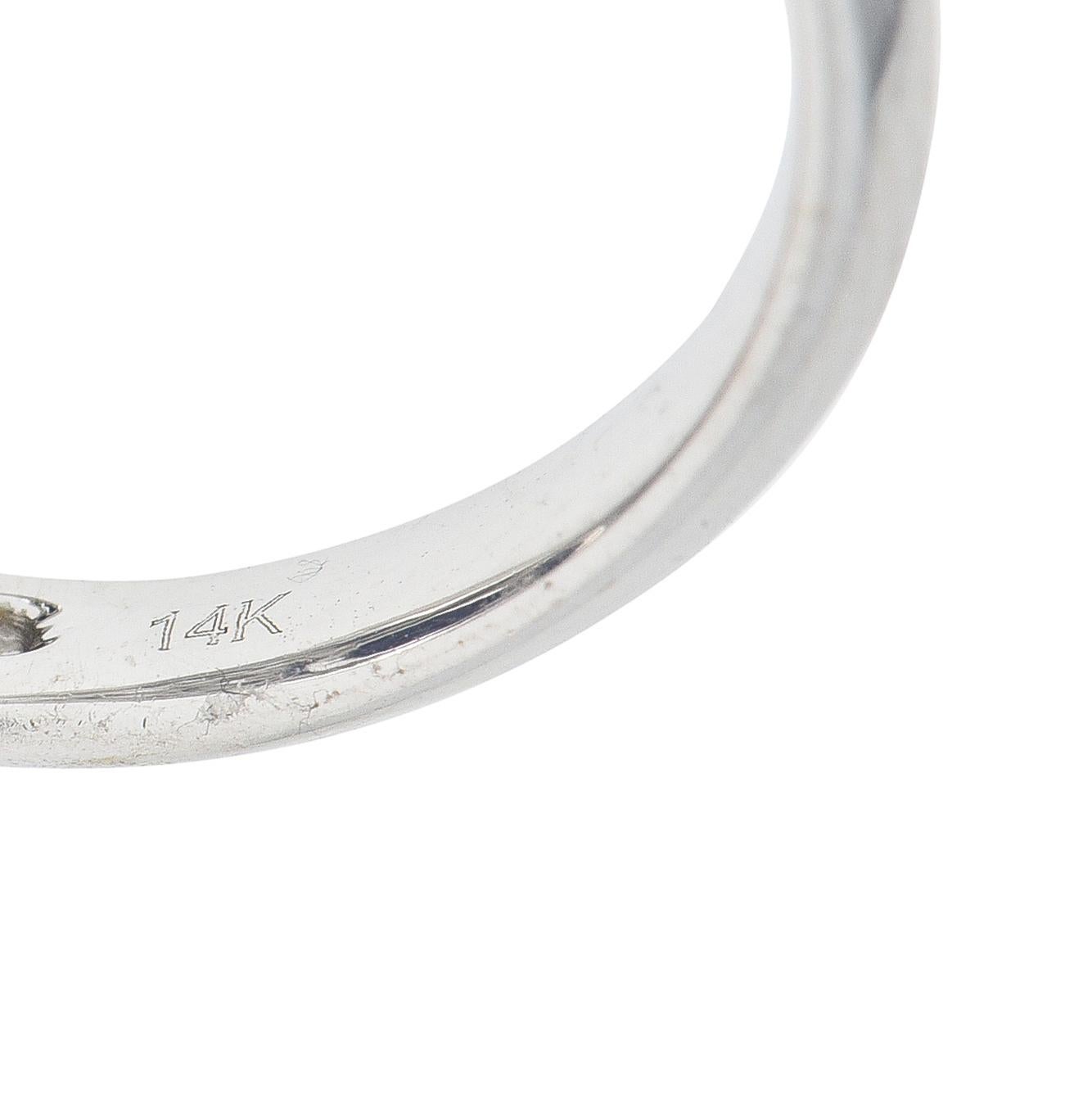 Contemporary 4.84 CTW Sapphire Diamond 14 Karat White Gold Halo Ring For Sale 3