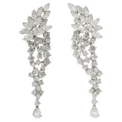 Contemporary 4.96 CTW Diamond 18 Karat White Gold Cluster Drop Earrings Contemporary 4.96 CTW Diamond 18 Karat White Gold Cluster Drop Earrings