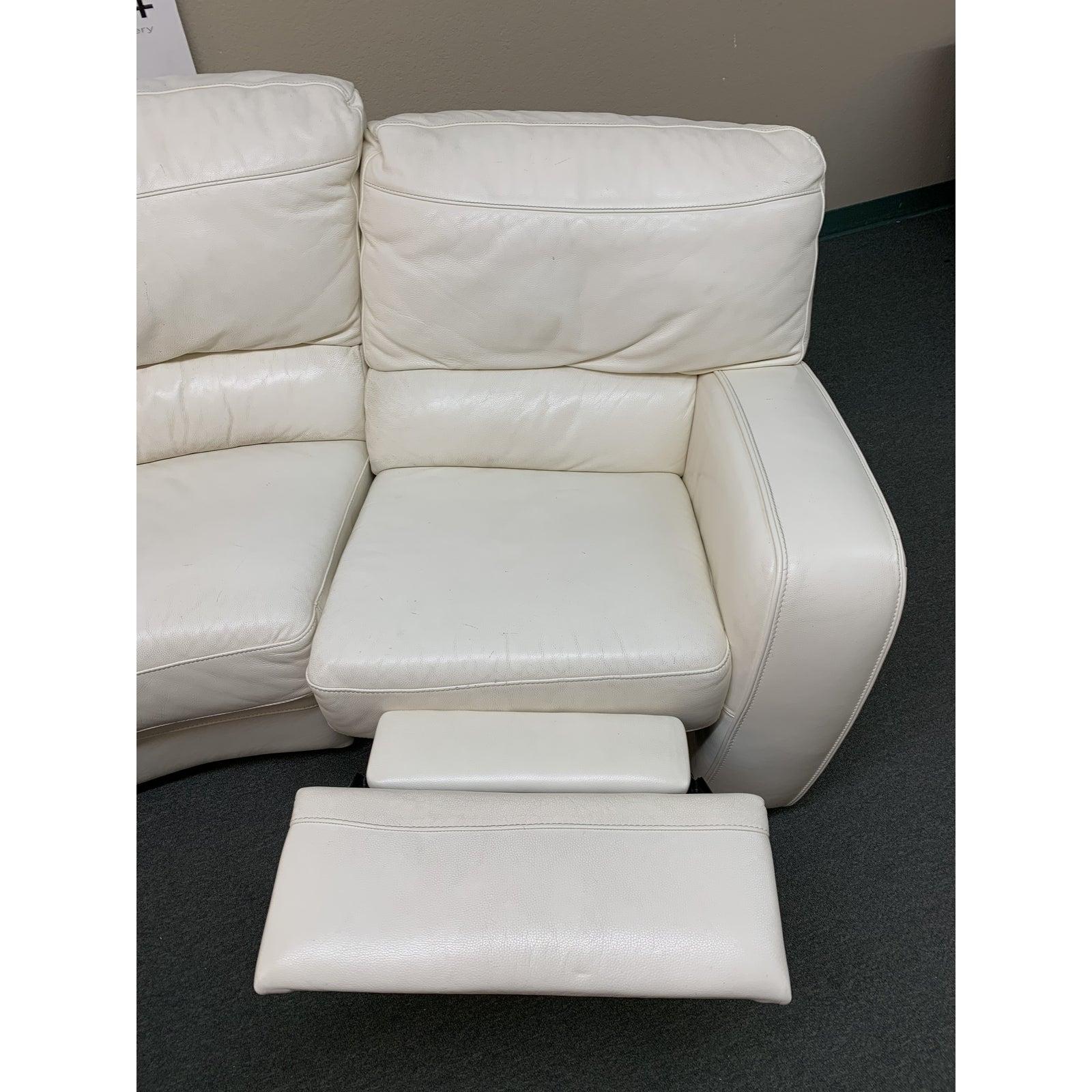 Contemporary 4pc White Leather Curved Sectional and Double Recliners In Good Condition For Sale In San Francisco, CA