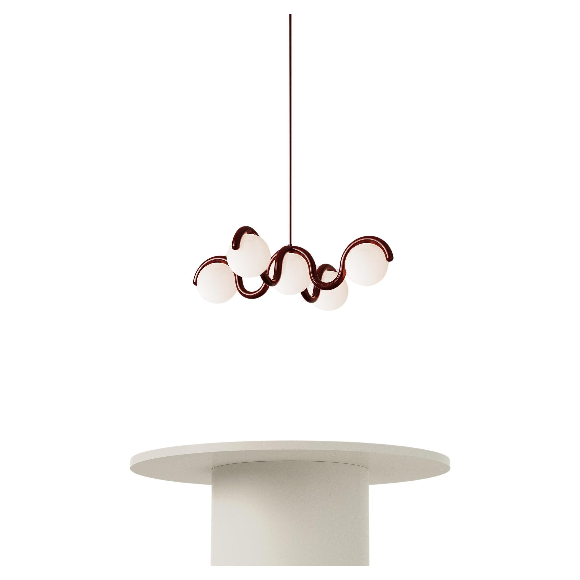 Contemporary 5 Globe X Lenox Chandelier by Astraeus Clarke Made in Brooklyn, NY For Sale