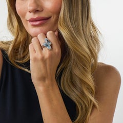 Contemporary 5.00 carat topaz diamond 18k white gold bypass ring