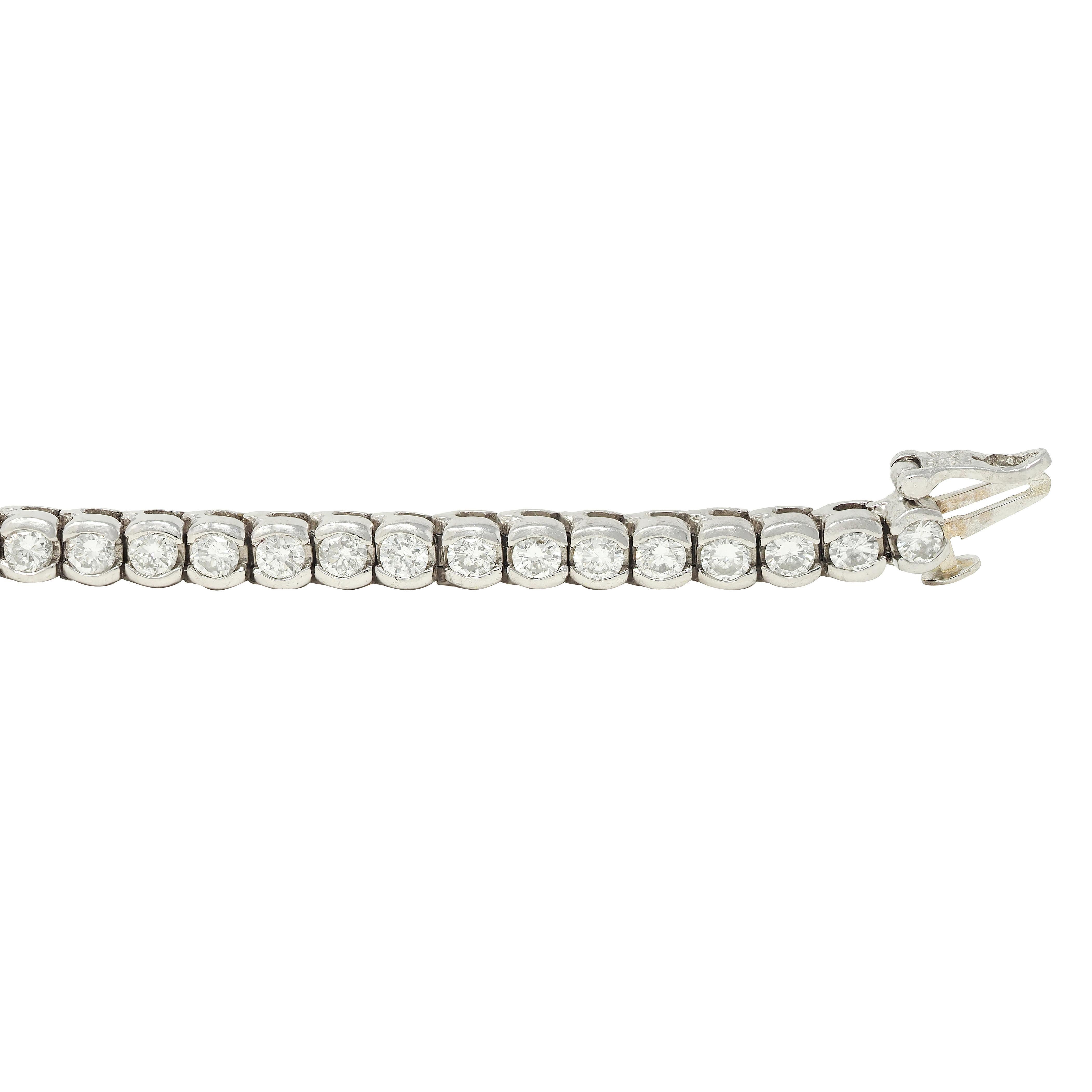 Contemporary 5.00 CTW Diamond Platinum Vintage Semi-Bezel Line Bracelet Unisexe en vente