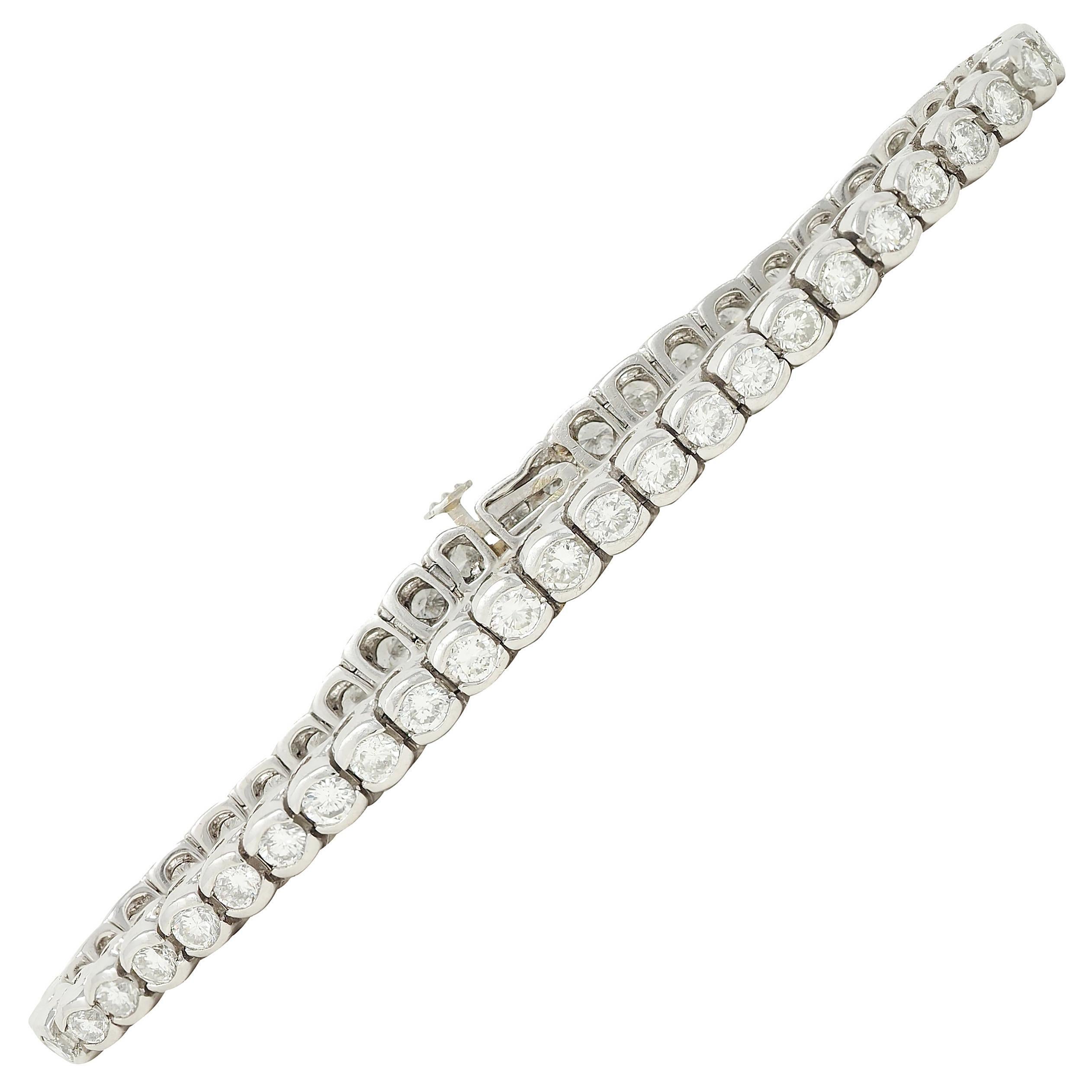 Contemporary 5.00 CTW Diamond Platinum Vintage Semi-Bezel Line Bracelet