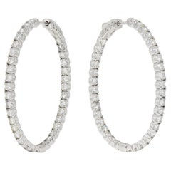 Contemporary 5.05 CTW Diamond 14 Karat White Gold Inside Outside Hoop Earring