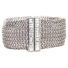 Contemporary 5.60 Carats Diamond Platinum Chain Mail Bracelet
