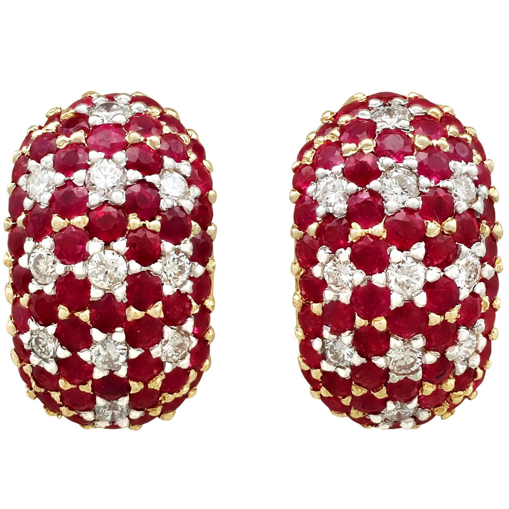 Contemporary 5.66 Carat Ruby 1.48 Carat Diamond Yellow Gold Earrings