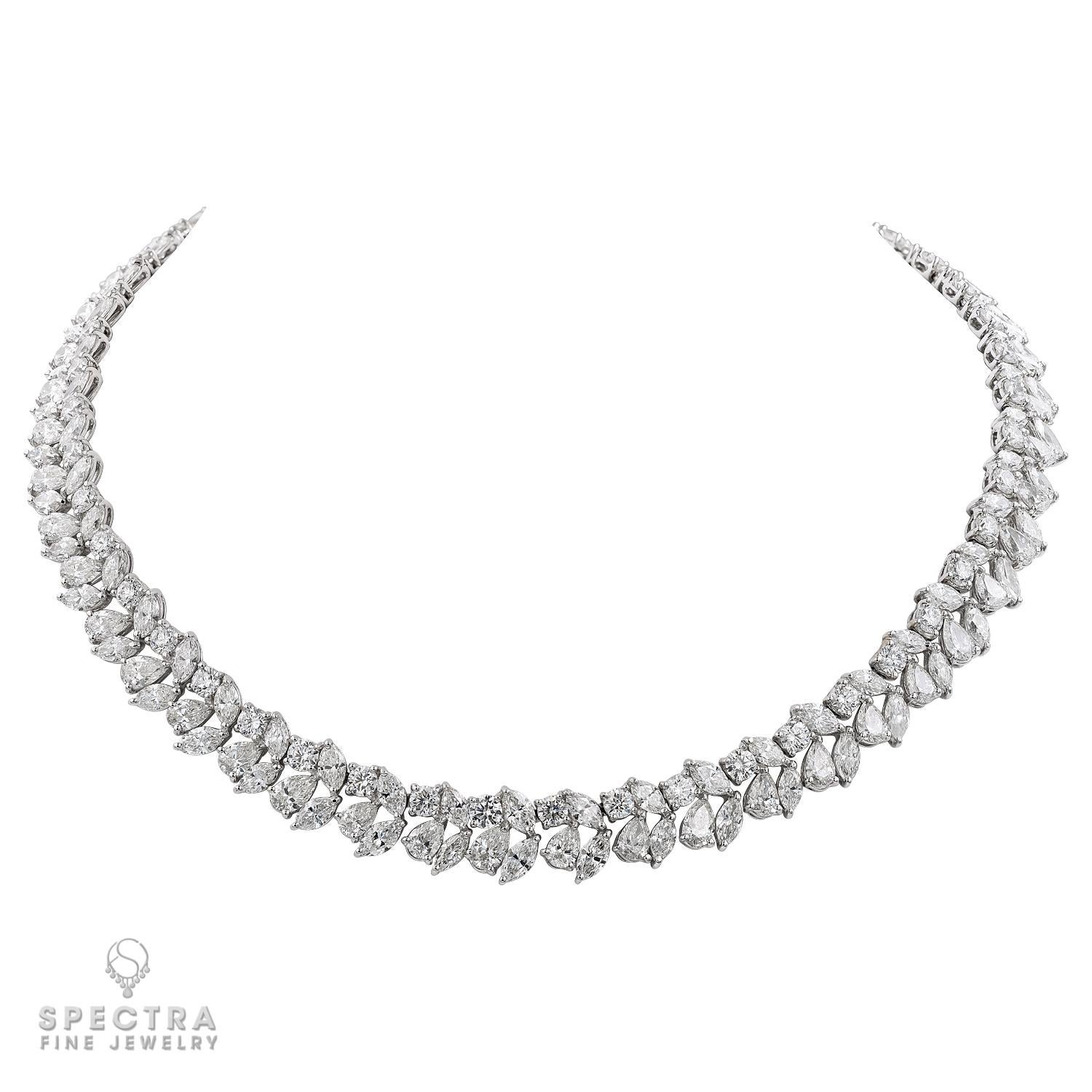 Mixed Cut Contemporary 57 Carat Diamond Cluster Necklace For Sale