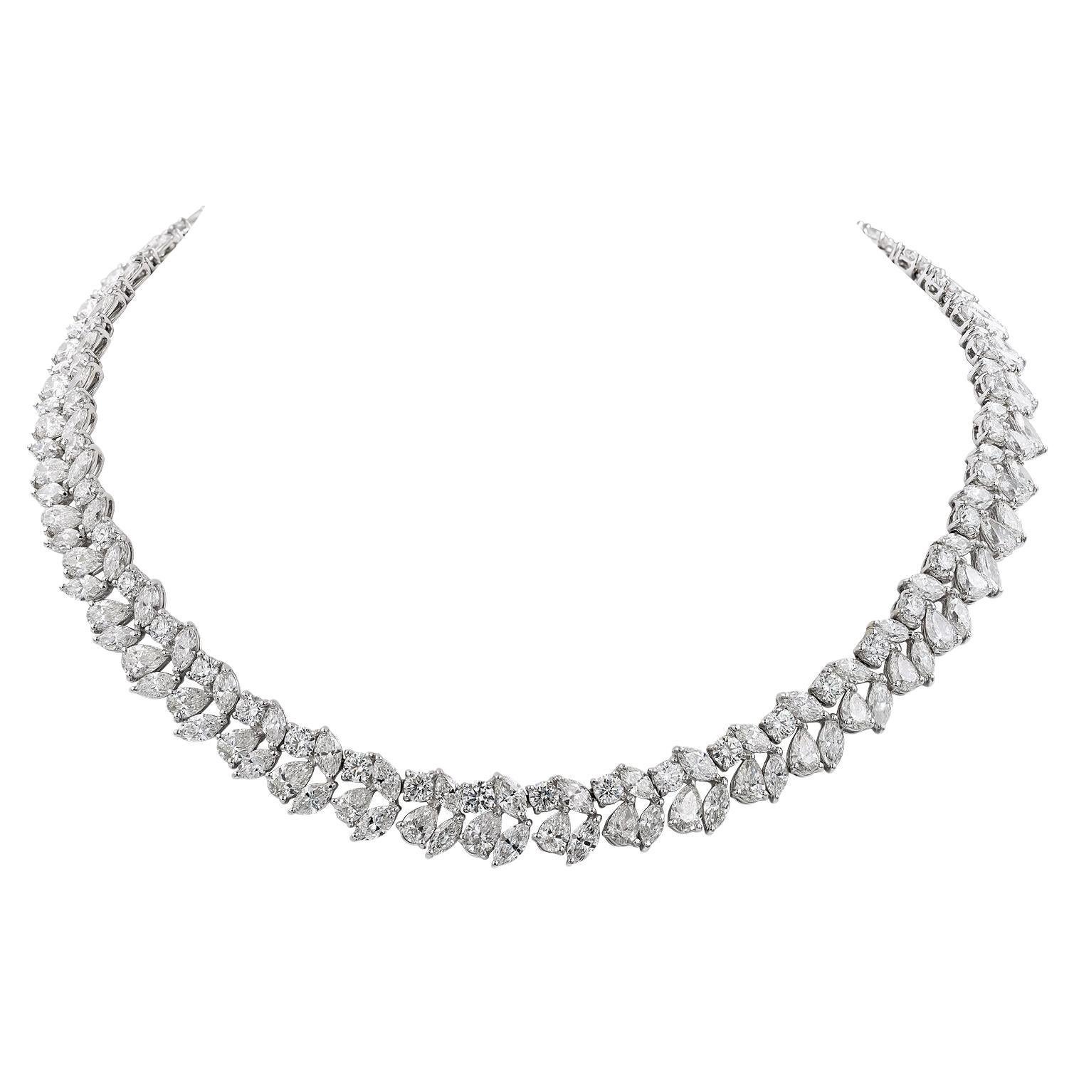 Contemporary 57 Carat Diamond Cluster Necklace