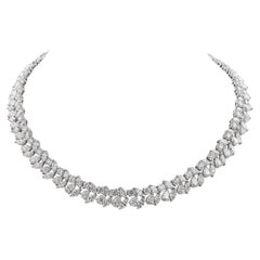 Contemporary 57 Carat Diamond Cluster Necklace