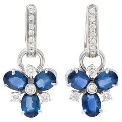 Contemporary 5.70 Carats Sapphire Diamond 18 Karat Gold Convertible Earrings