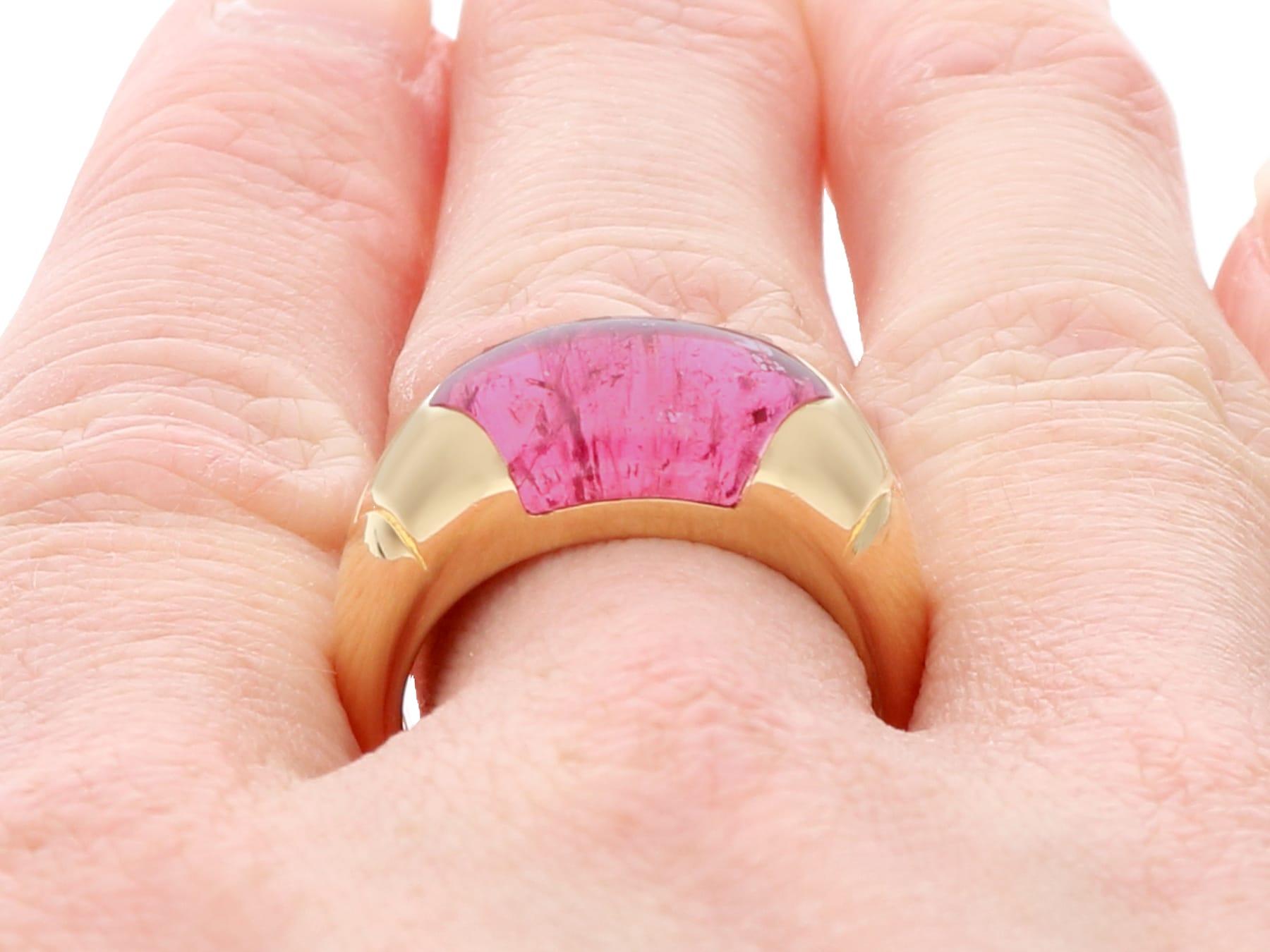 Bague Contemporary 5.90 Carat Pink Tourmaline 18k Yellow Gold by Bulgari (1995) en vente 6