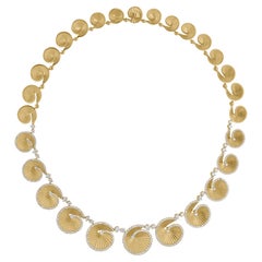 Spectrum Jewels 5.9Ct 18k Yellow Gold Diamond Swirl Disc Choker Necklace