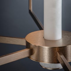 Araña contemporánea de brújula de 6 brazos de alabastro dorado by Tigermoth Lighting