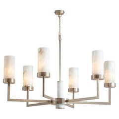 Contemporary Gold Alabaster 6-Arm Compass Chandelier by Tigermoth Lighting