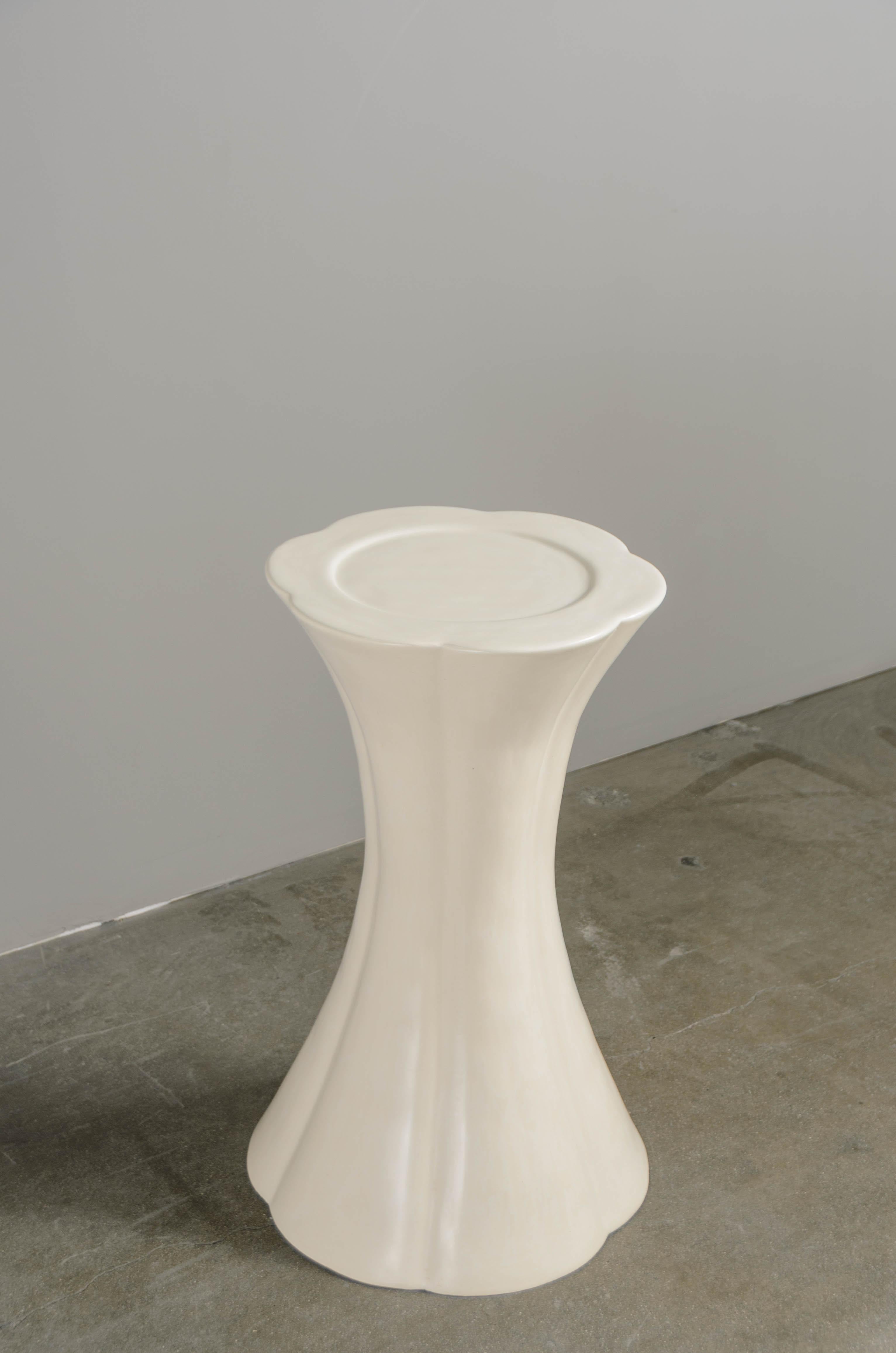 Hand-Crafted Contemporary 6 Lobed Petal Stand Table in Cream Lacquer by Robert Kuo For Sale