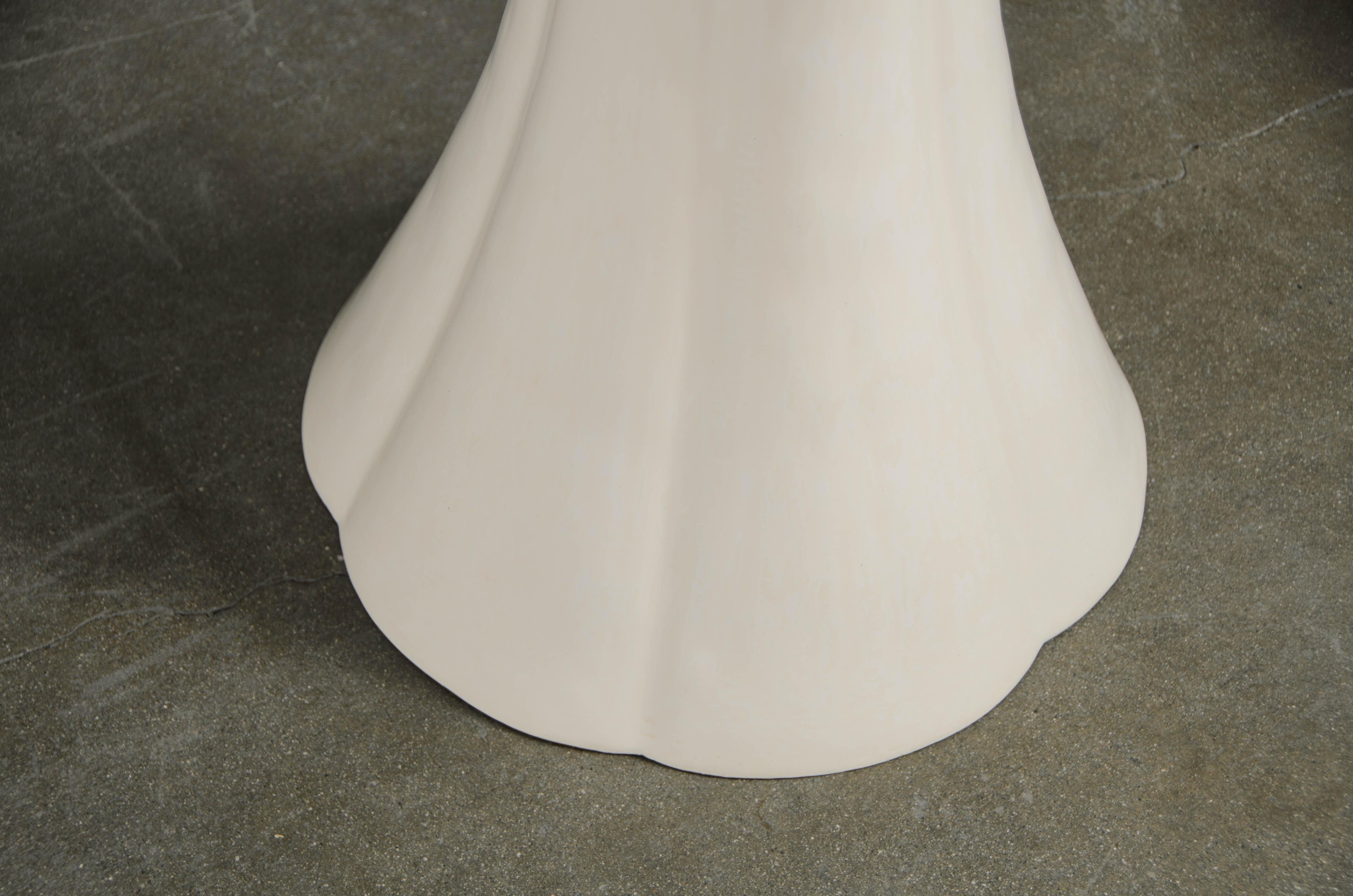 Metal Contemporary 6 Lobed Petal Stand Table in Cream Lacquer by Robert Kuo For Sale