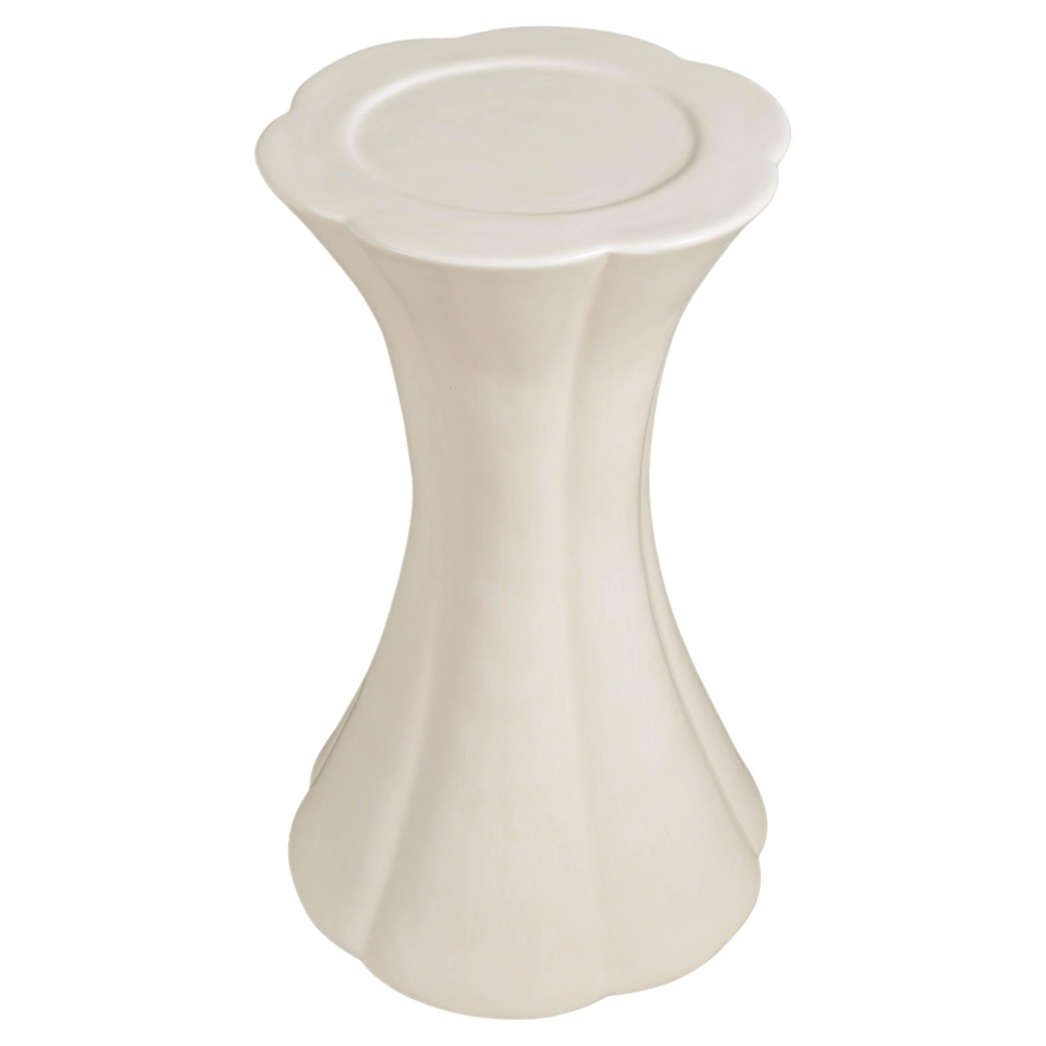 Contemporary 6 Lobed Petal Stand Table in Cream Lacquer by Robert Kuo For Sale