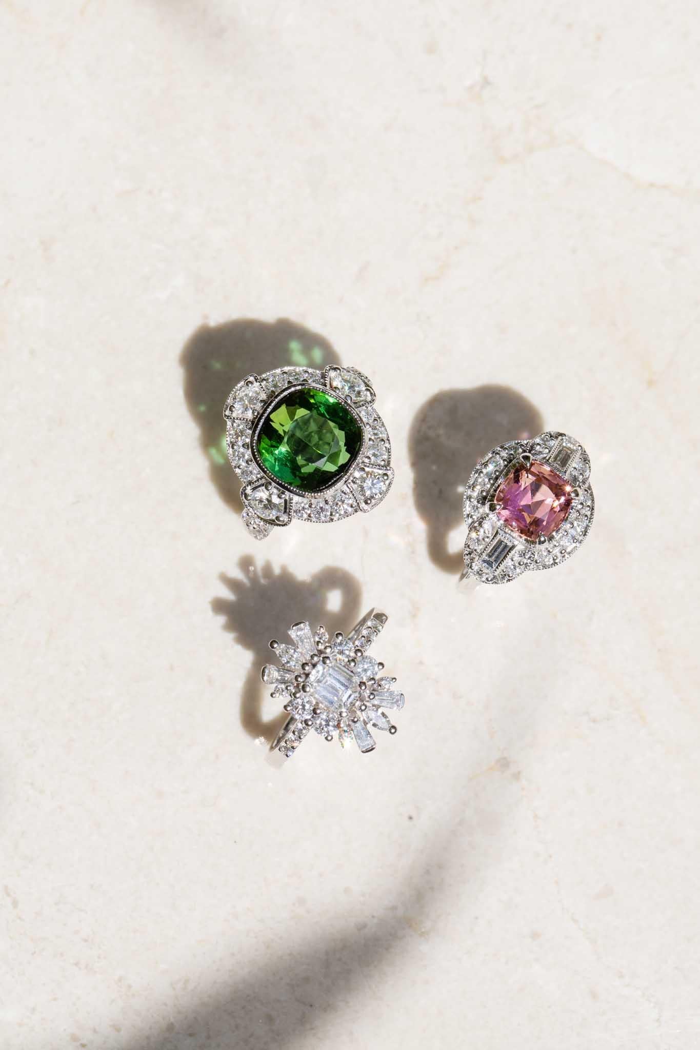 Contemporary 6.07ct Green Tourmaline & Diamond Ring 18 Carat White Gold For Sale 8