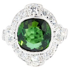 Bague Contemporary 6.07ct Green Tourmaline & Diamond 18 Carat White Gold