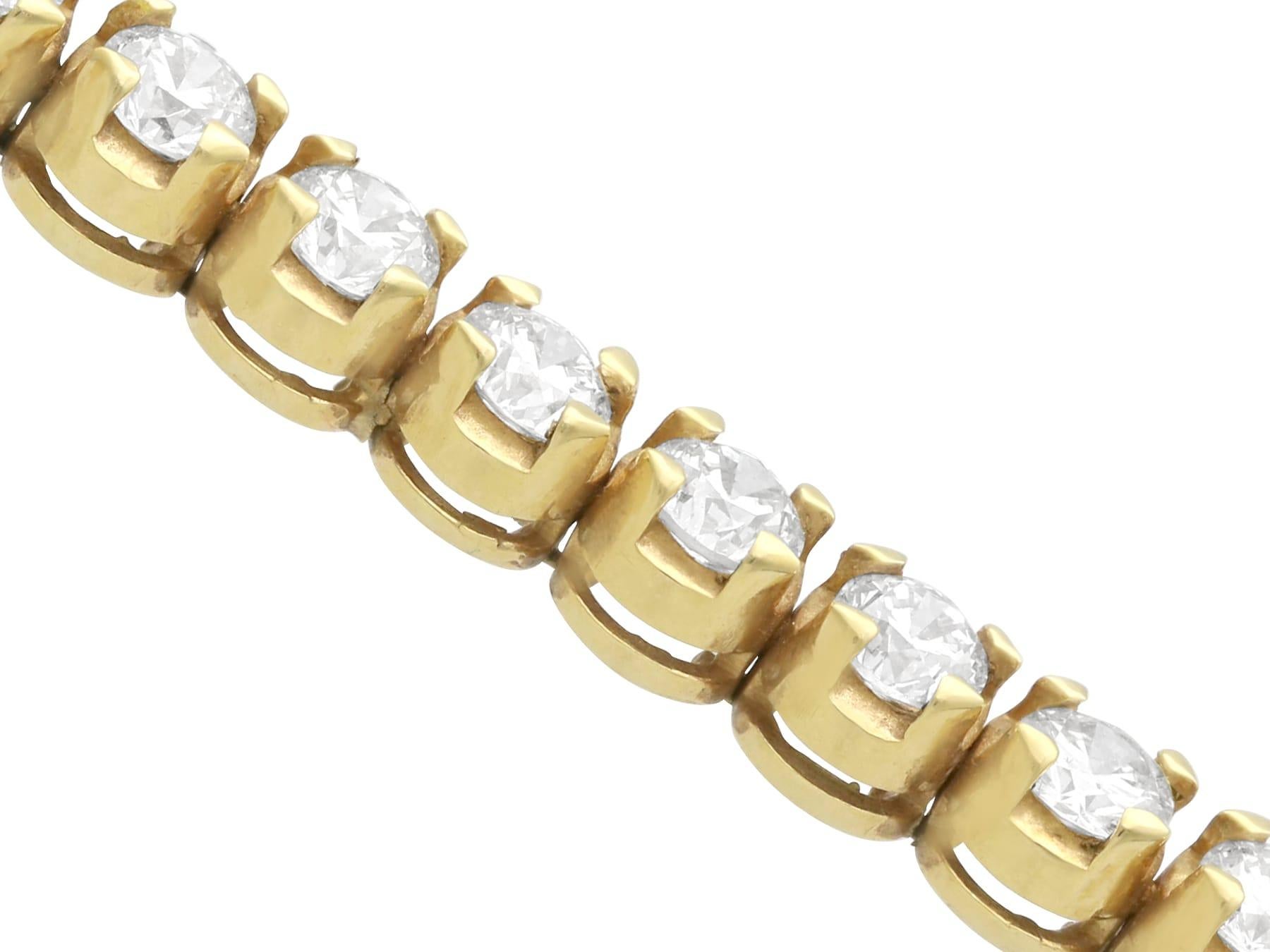 Bracelet tennis contemporain en or jaune et diamants de 6,36 carats Excellent état - En vente à Jesmond, Newcastle Upon Tyne