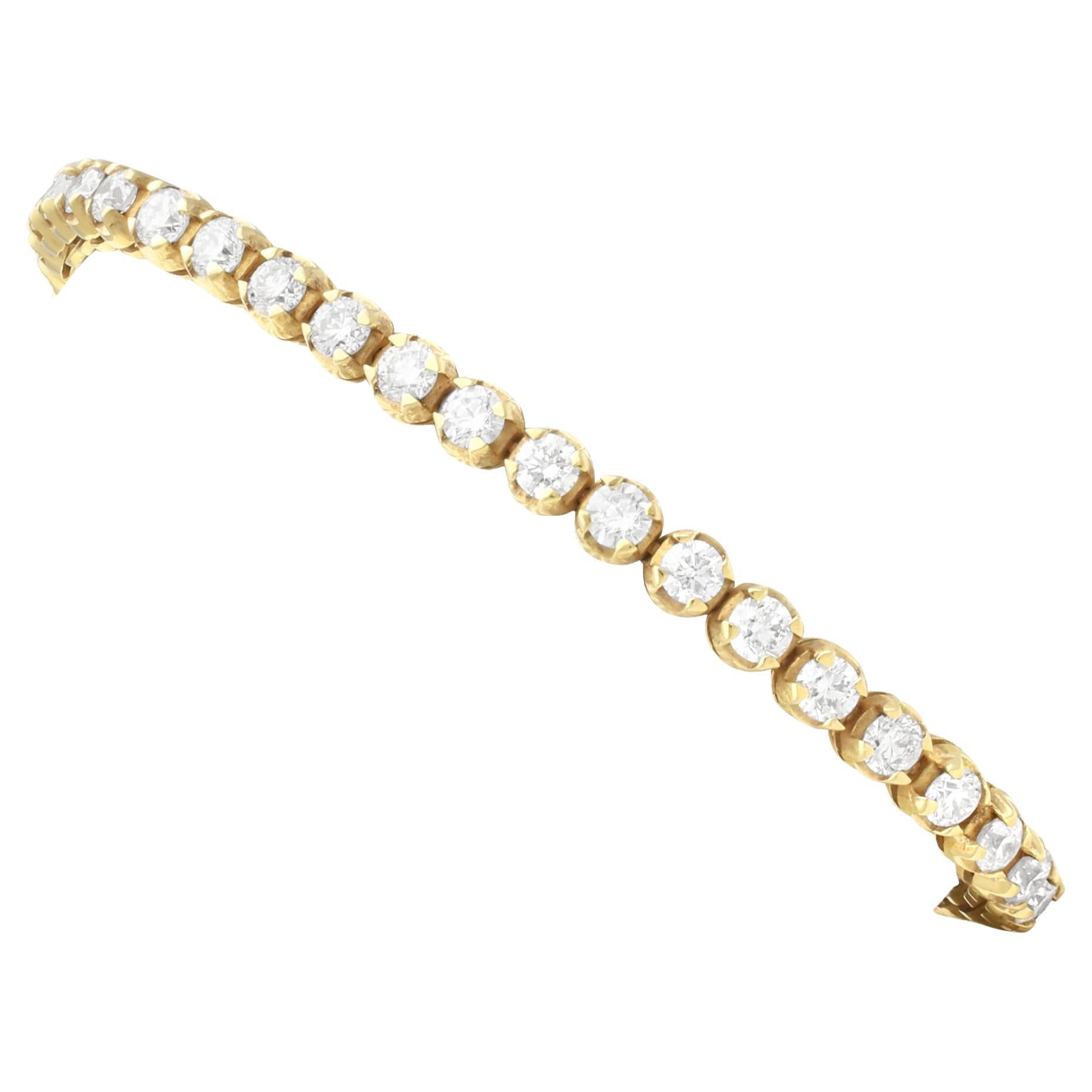 Contemporary 6.36 Carat Diamond and Yellow Gold Tennis Bracelet For Sale