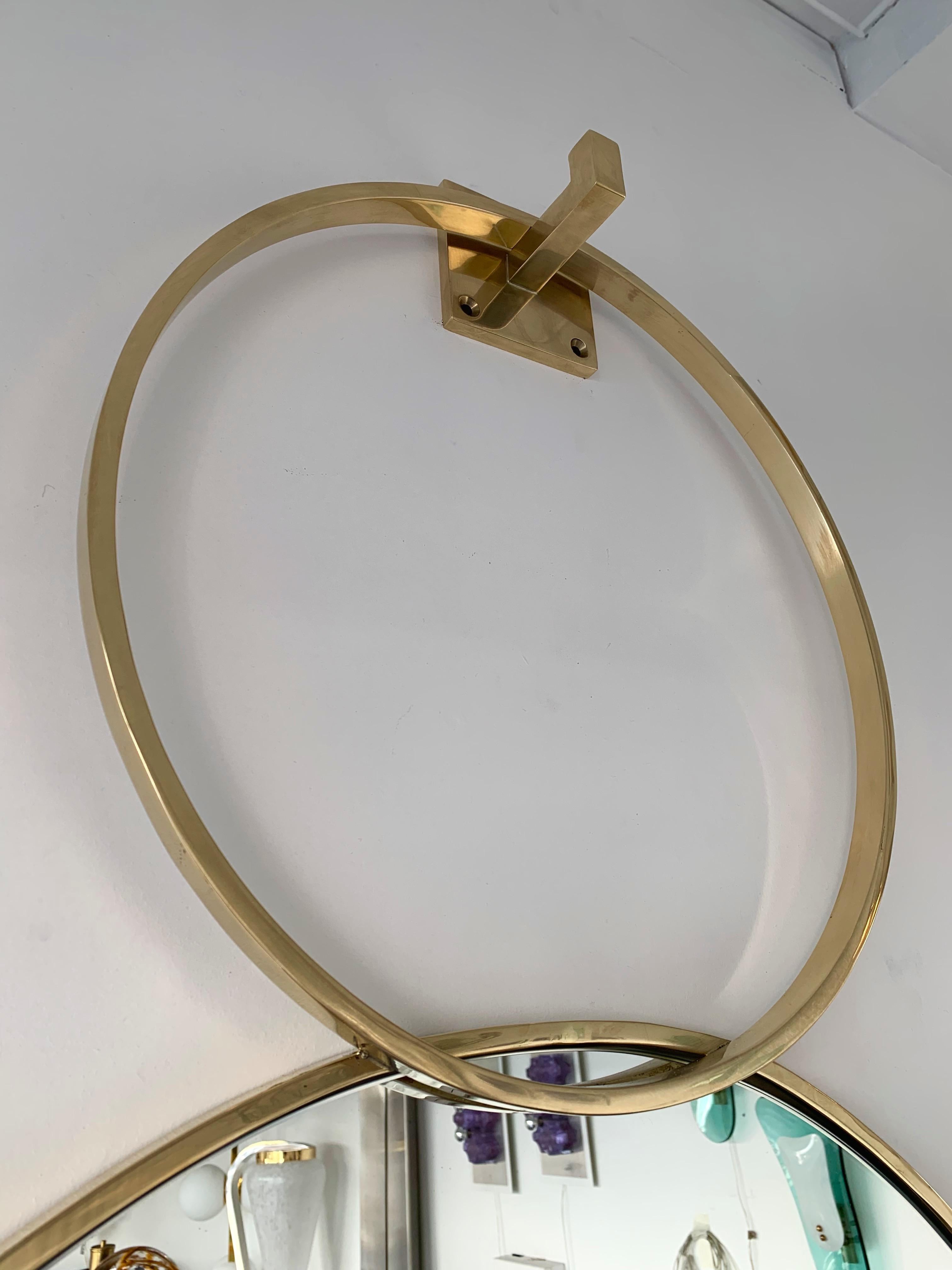 Space Age Contemporary 7 Brass Circle Mirror, Italy