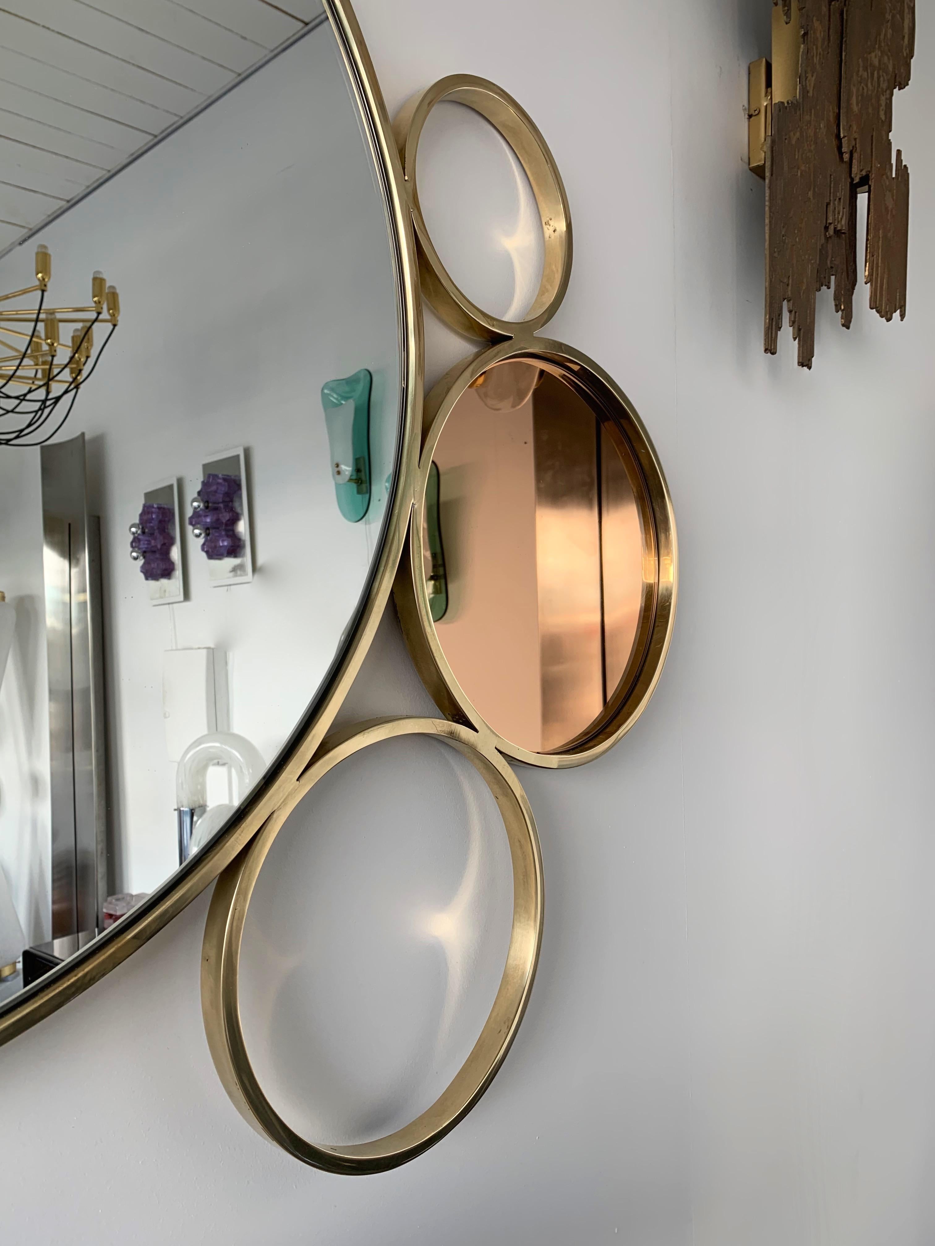 Contemporary 7 Brass Circle Mirror, Italy 2