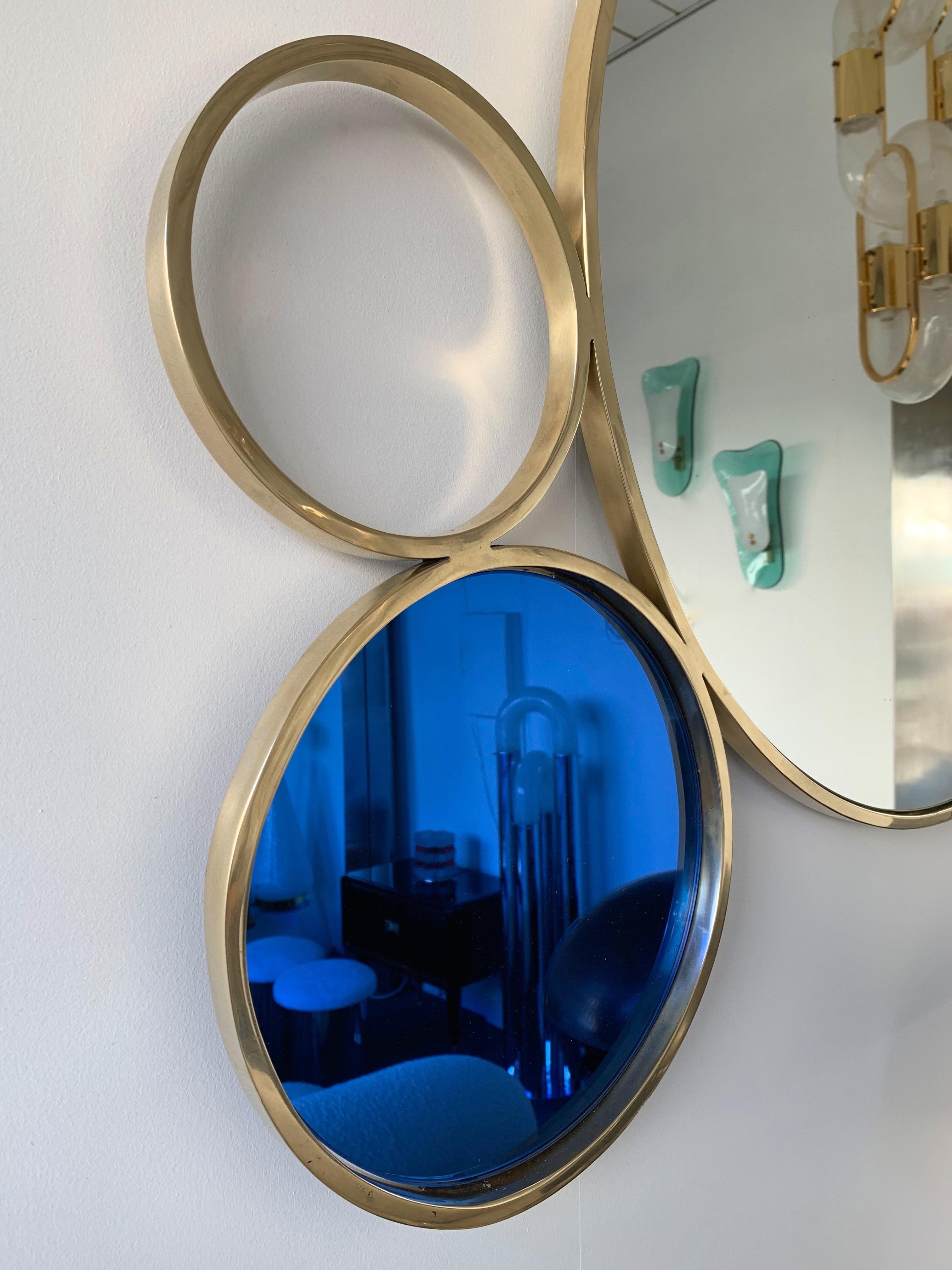 Contemporary 7 Brass Circle Mirror, Italy 3